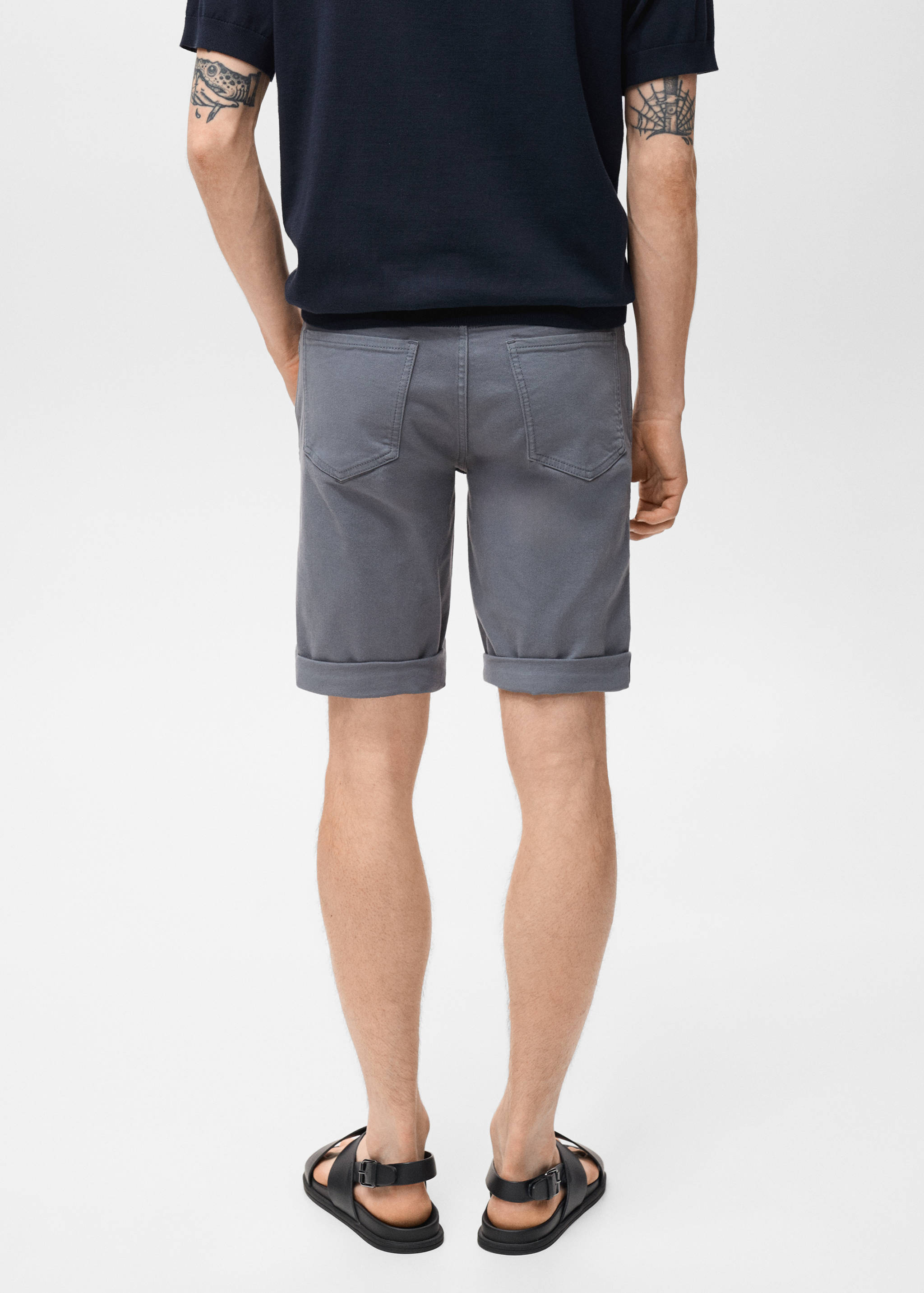 Slim-fit denim bermuda shorts - Reverse of the article