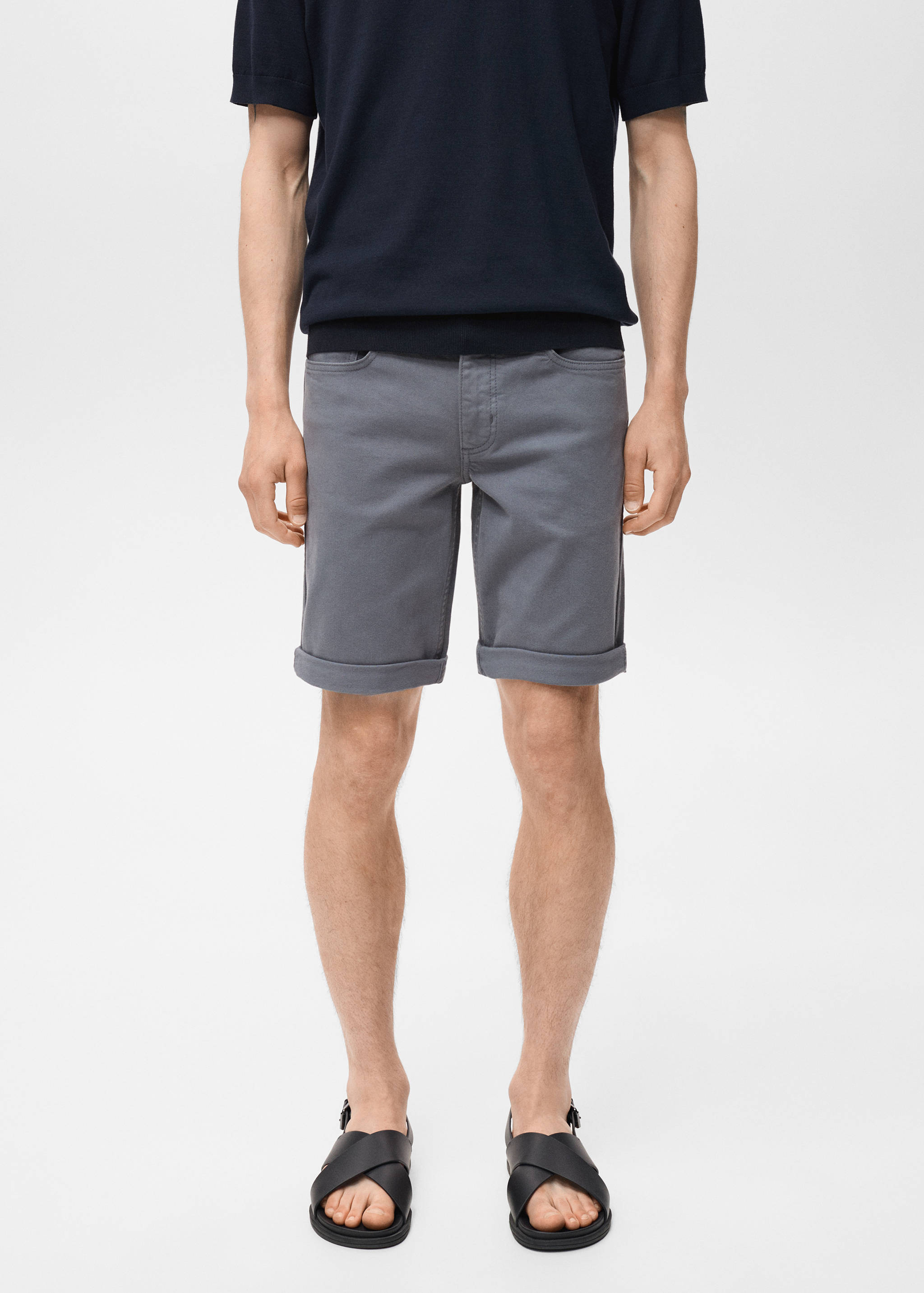 Slim-fit denim bermuda shorts - Details of the article 1