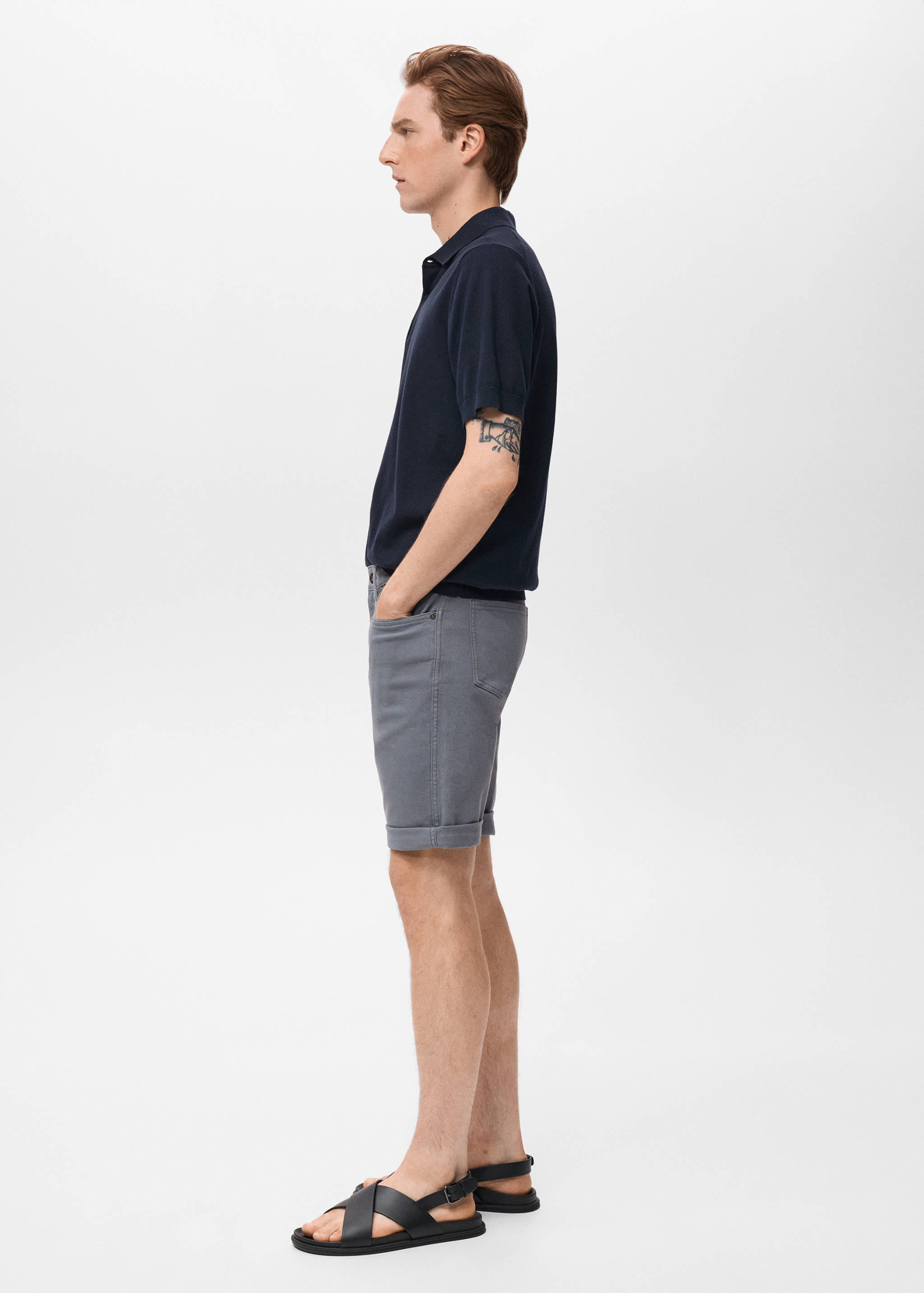 Slim-fit denim bermuda shorts - Details of the article 2