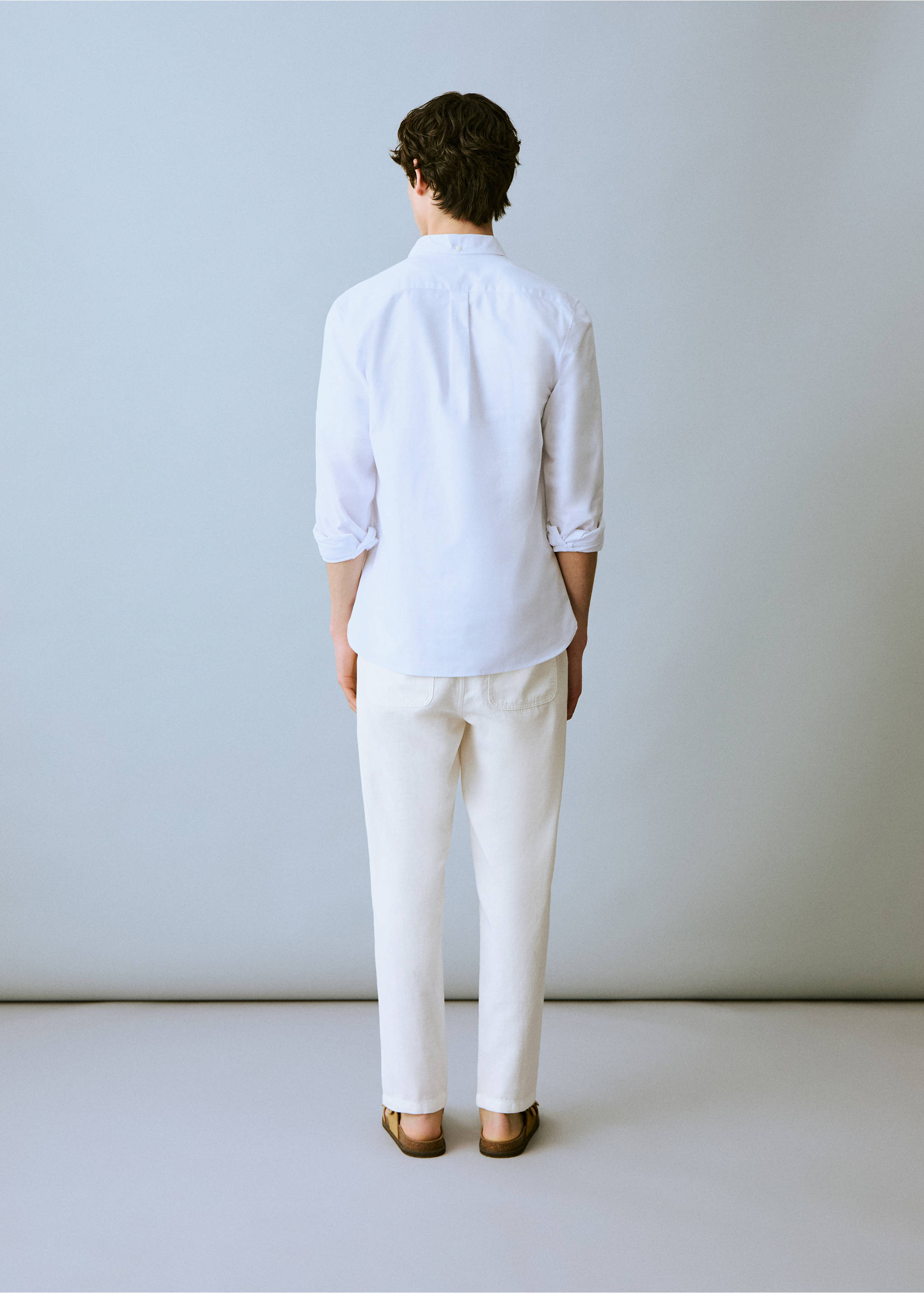 Pantalons lli cordill - Revers de l'article, Blanc trencat. Ref: 17081221-00.