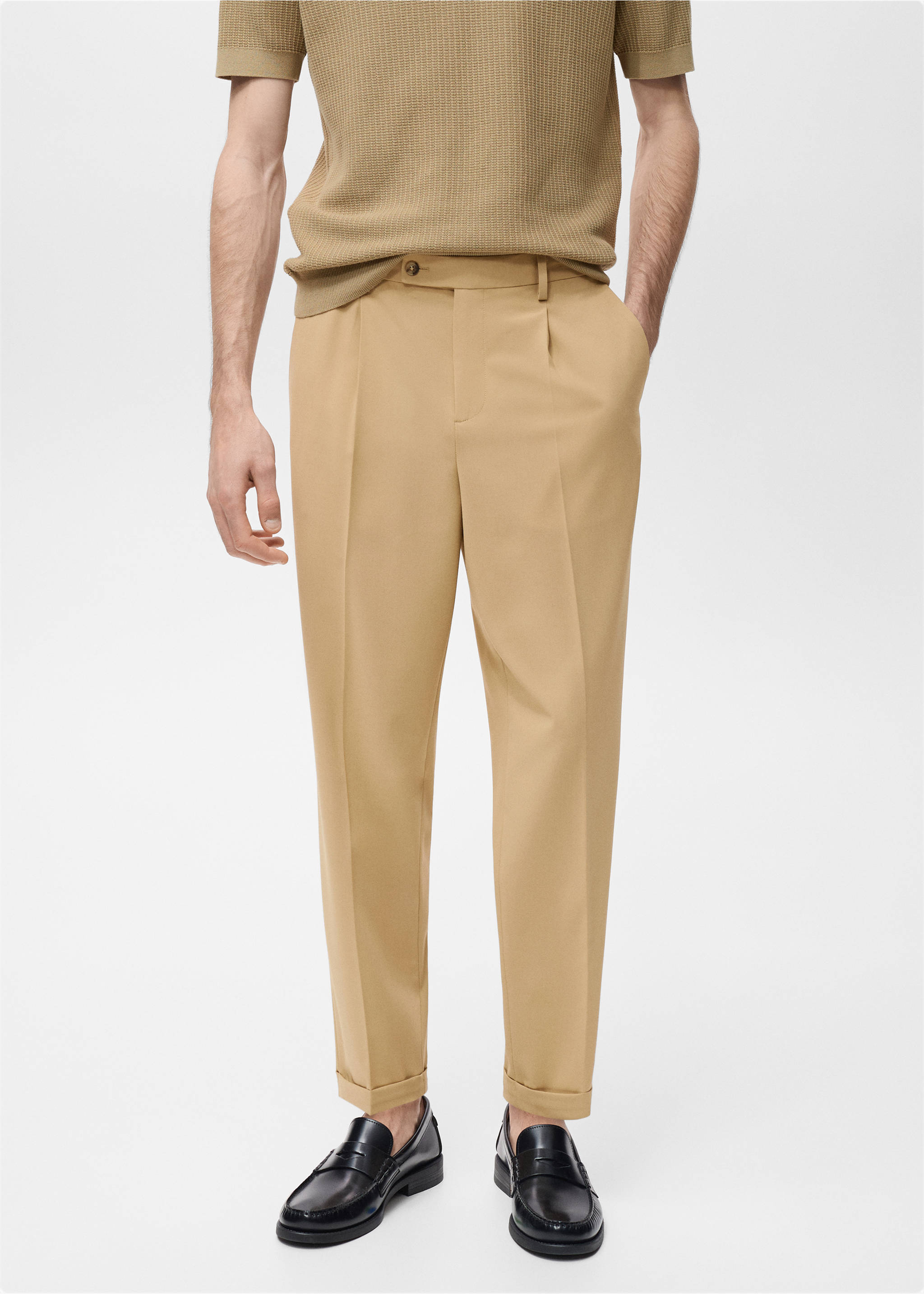 Anzughose Boston Regular Fit - Mittlere Ansicht, Beige. Ref: 17081227-00.