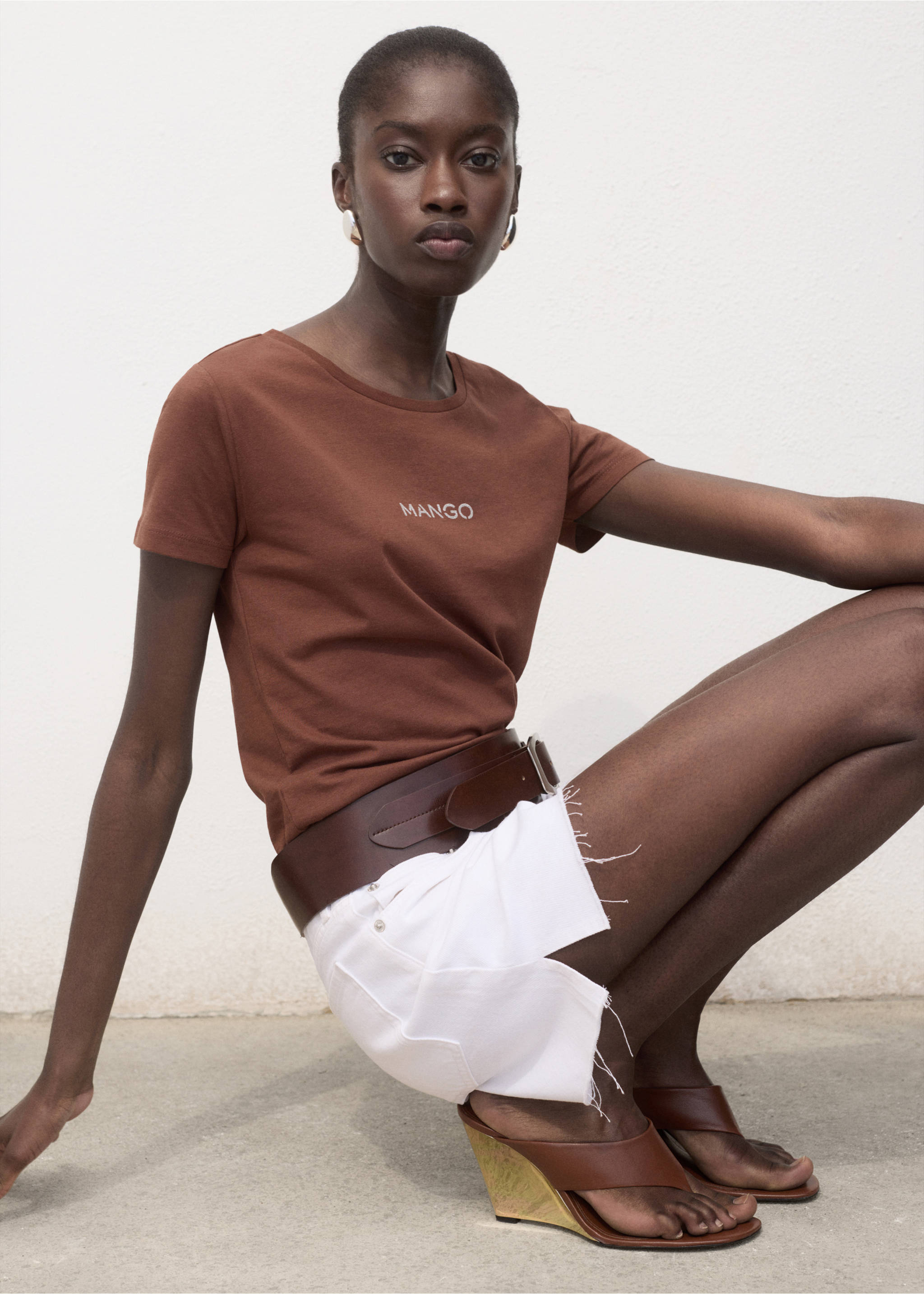 Logo cotton T-shirt - Details of the article 2, Brown. Ref: 17081238-00.