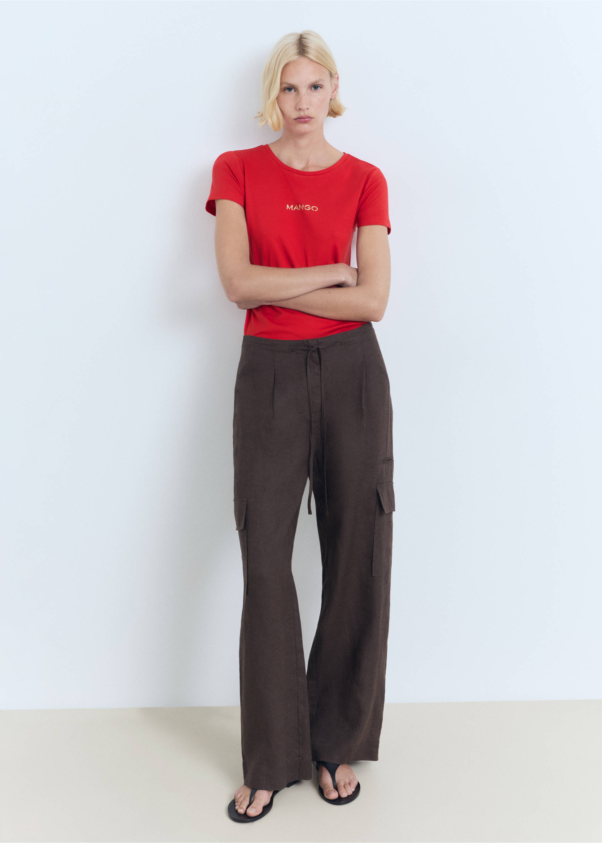 Baumwoll-T-Shirt mit Logo - Allgemeine Ansicht, Rot. Ref: 17081238-00.