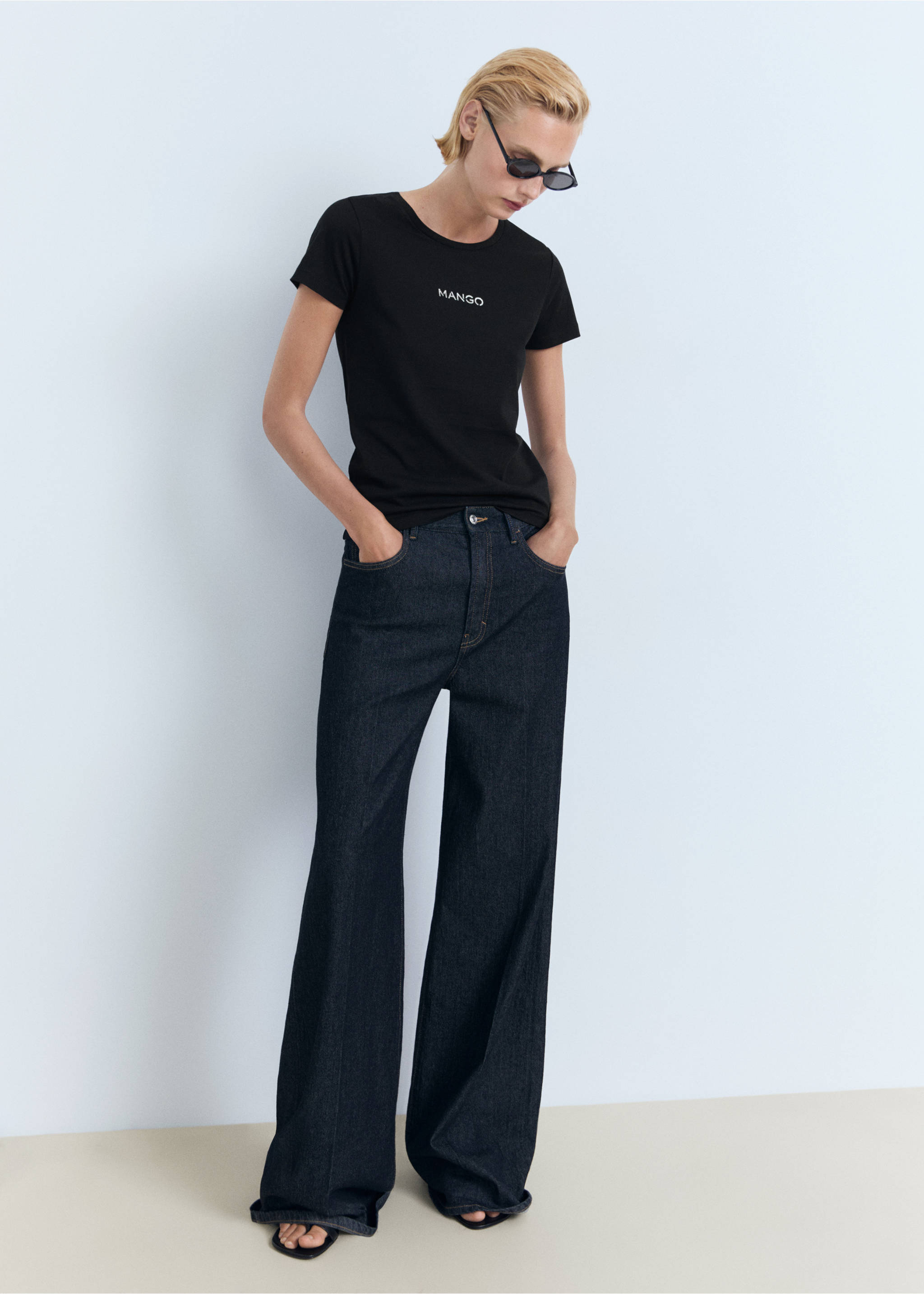 Baumwoll-T-Shirt mit Logo - Allgemeine Ansicht, Schwarz. Ref: 17081238-00.