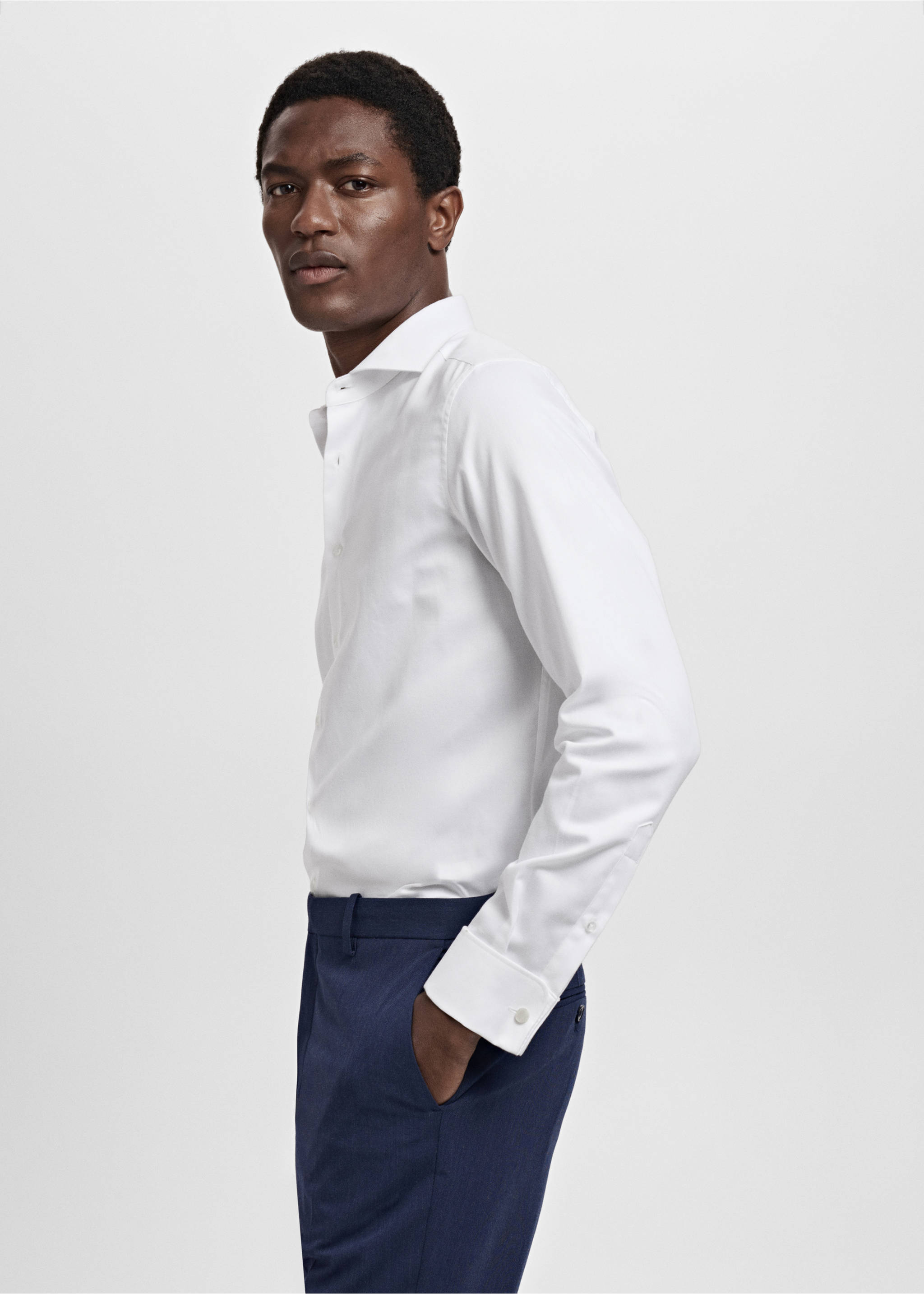 100% cotton dress shirt - Details of the article 2, White. Ref: 17081239-00.