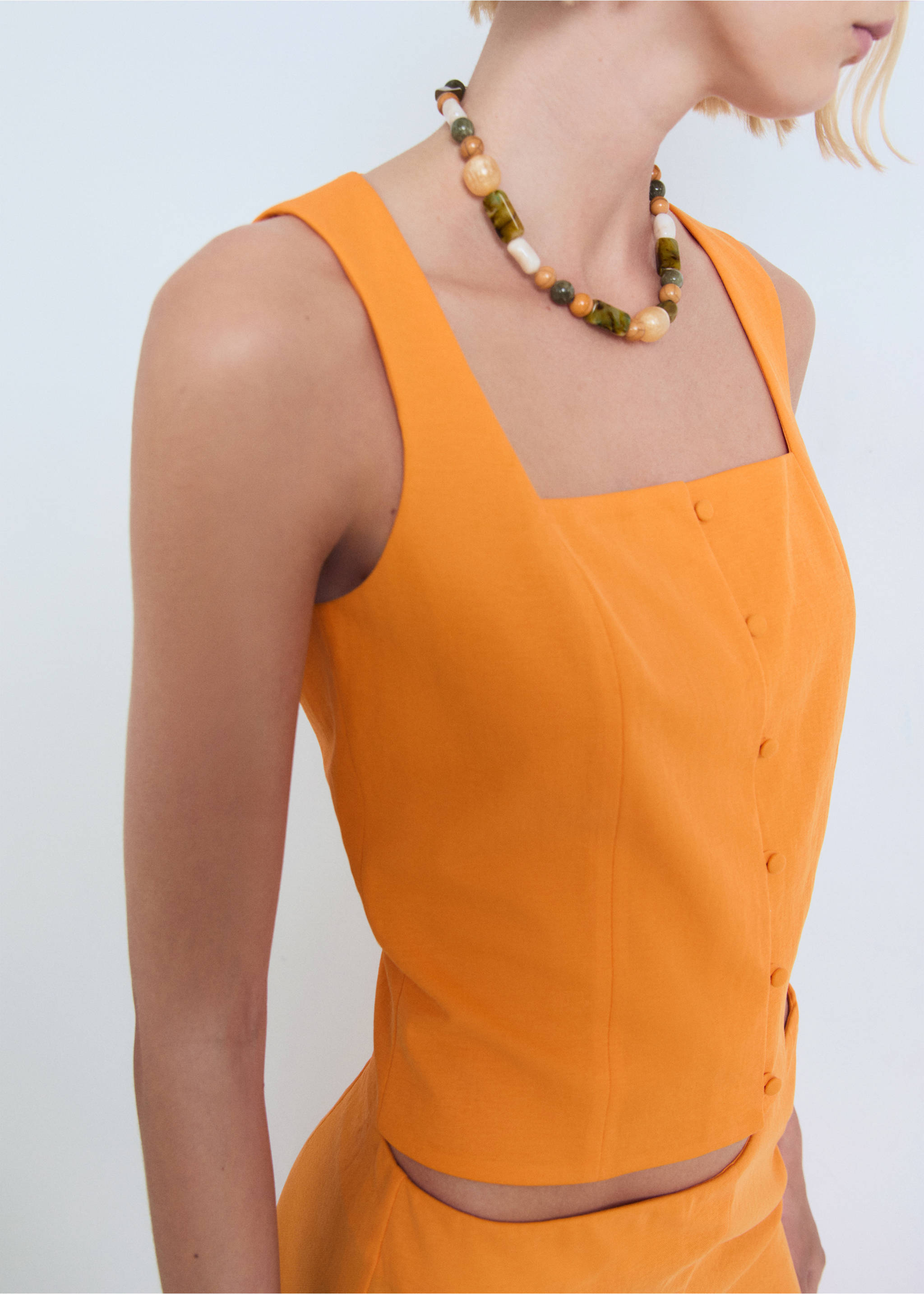 Top coton boutons - Plan moyen, Orange. Ref: 17081241-00.