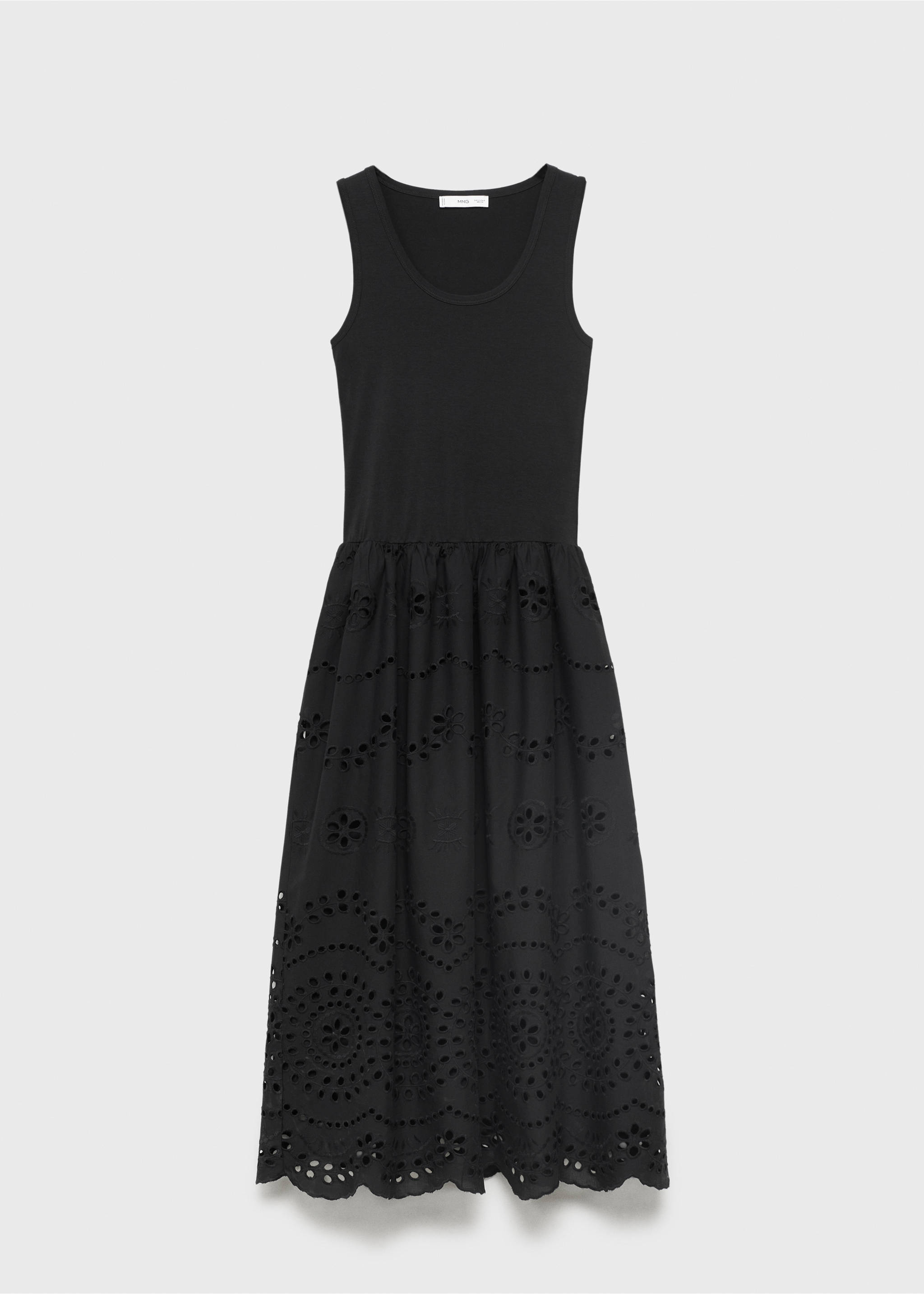 Openwork embroidered combined dress - Article without model, Black. Ref: 17081242-00.