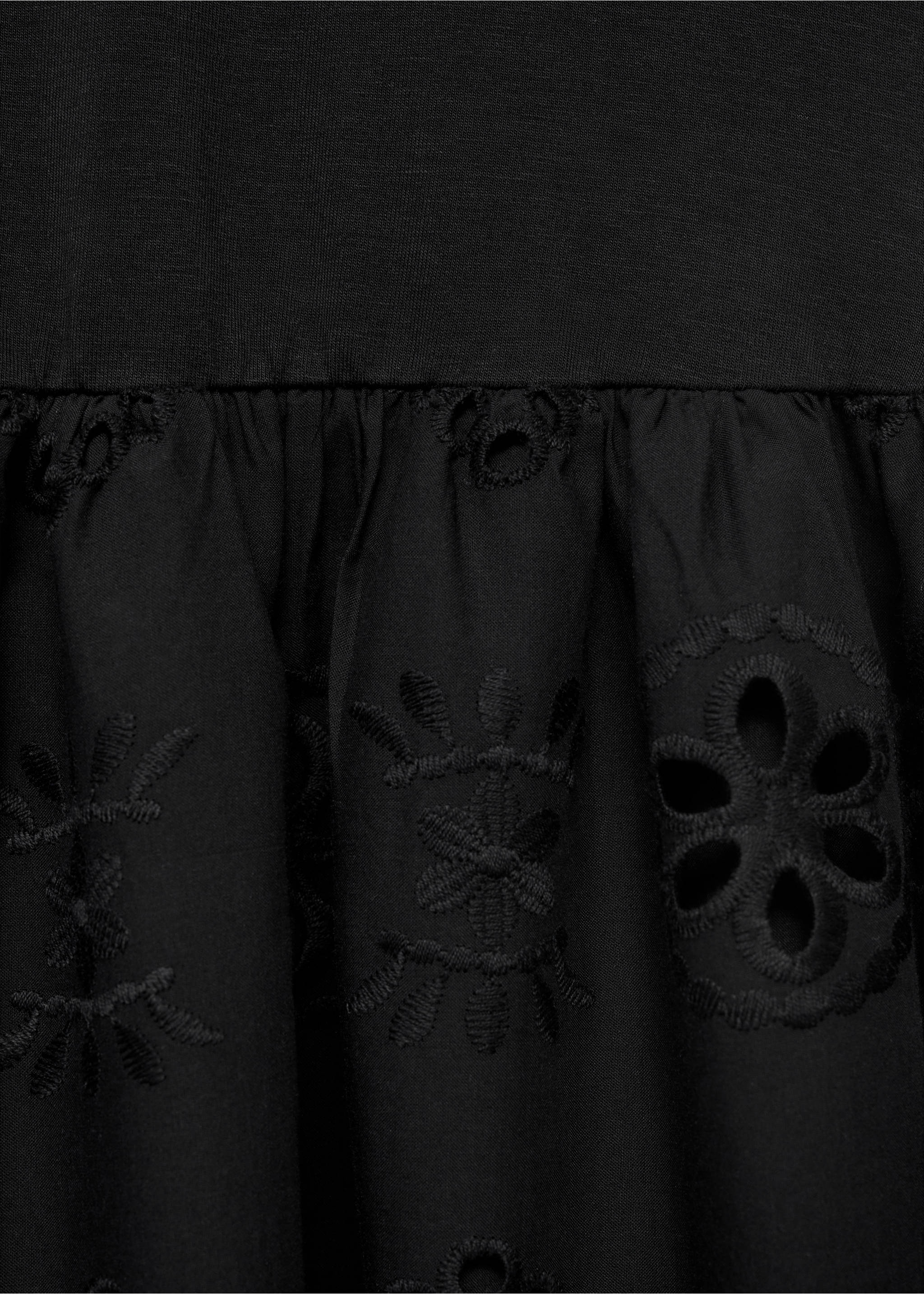 Openwork embroidered combined dress - Details of the article 8, Black. Ref: 17081242-00.