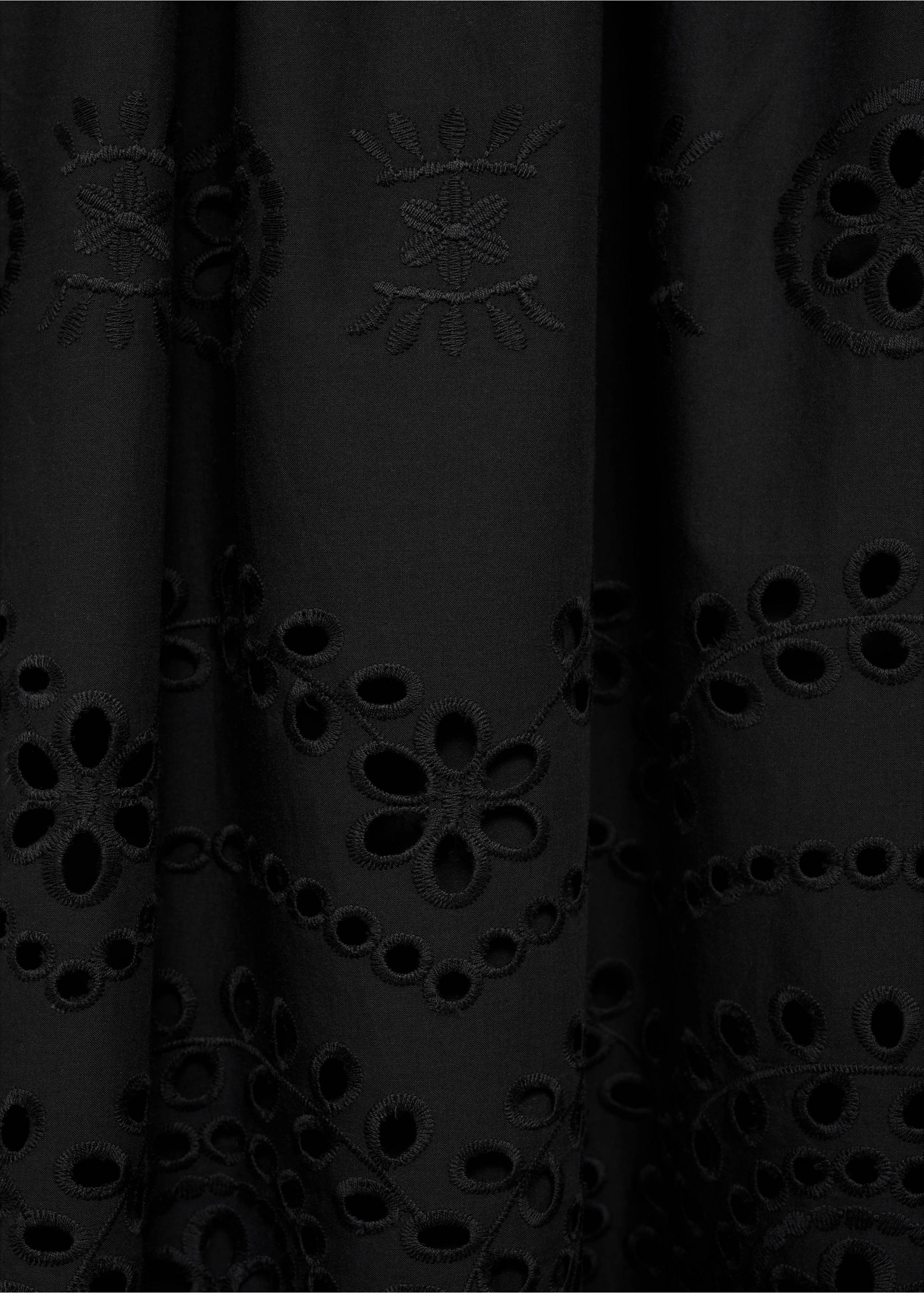 Openwork embroidered combined dress - Details of the article 0, Black. Ref: 17081242-00.
