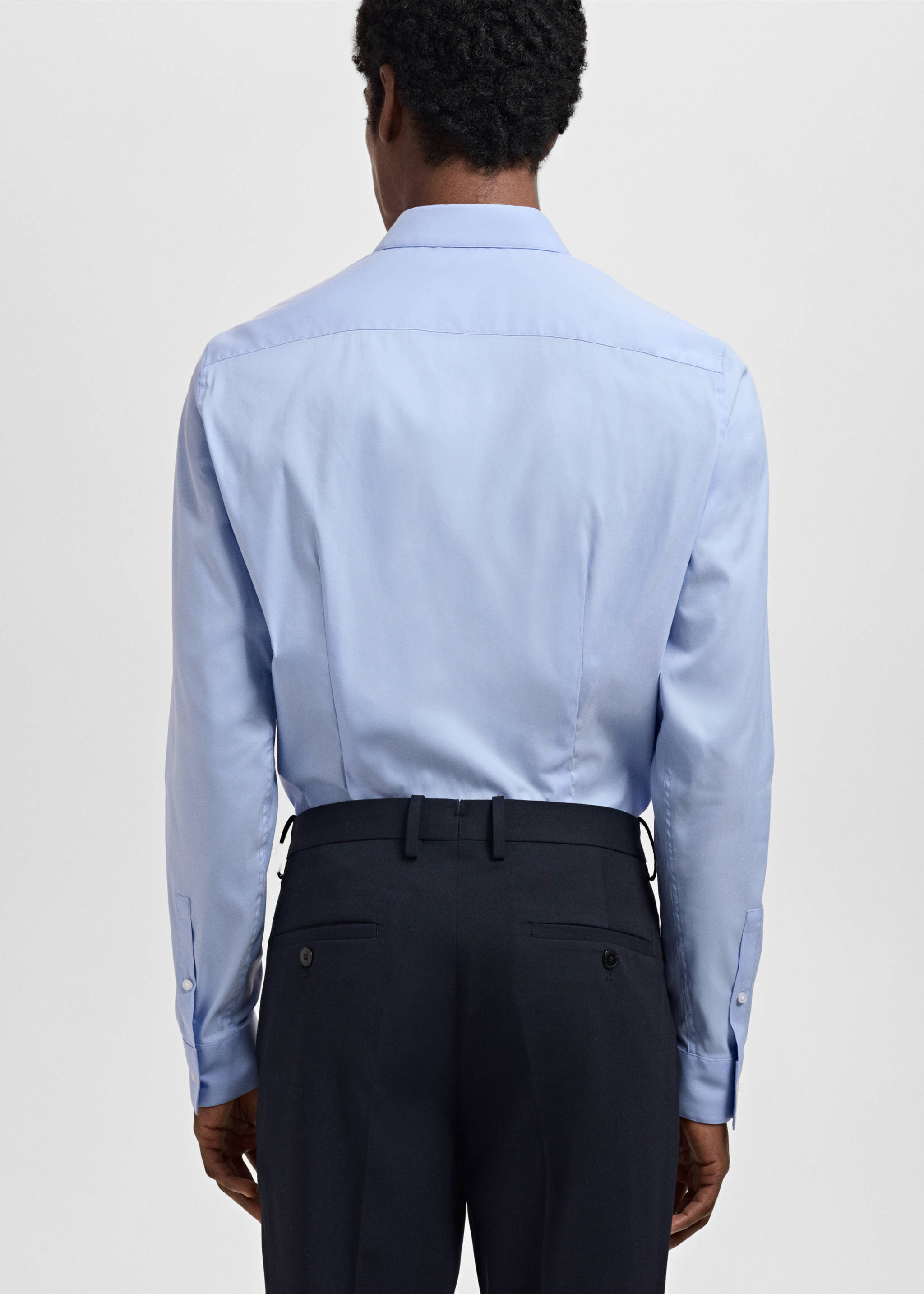 Chemise costume slim fit coton - Verso de l’article, Bleu ciel. Ref: 17081243-00.