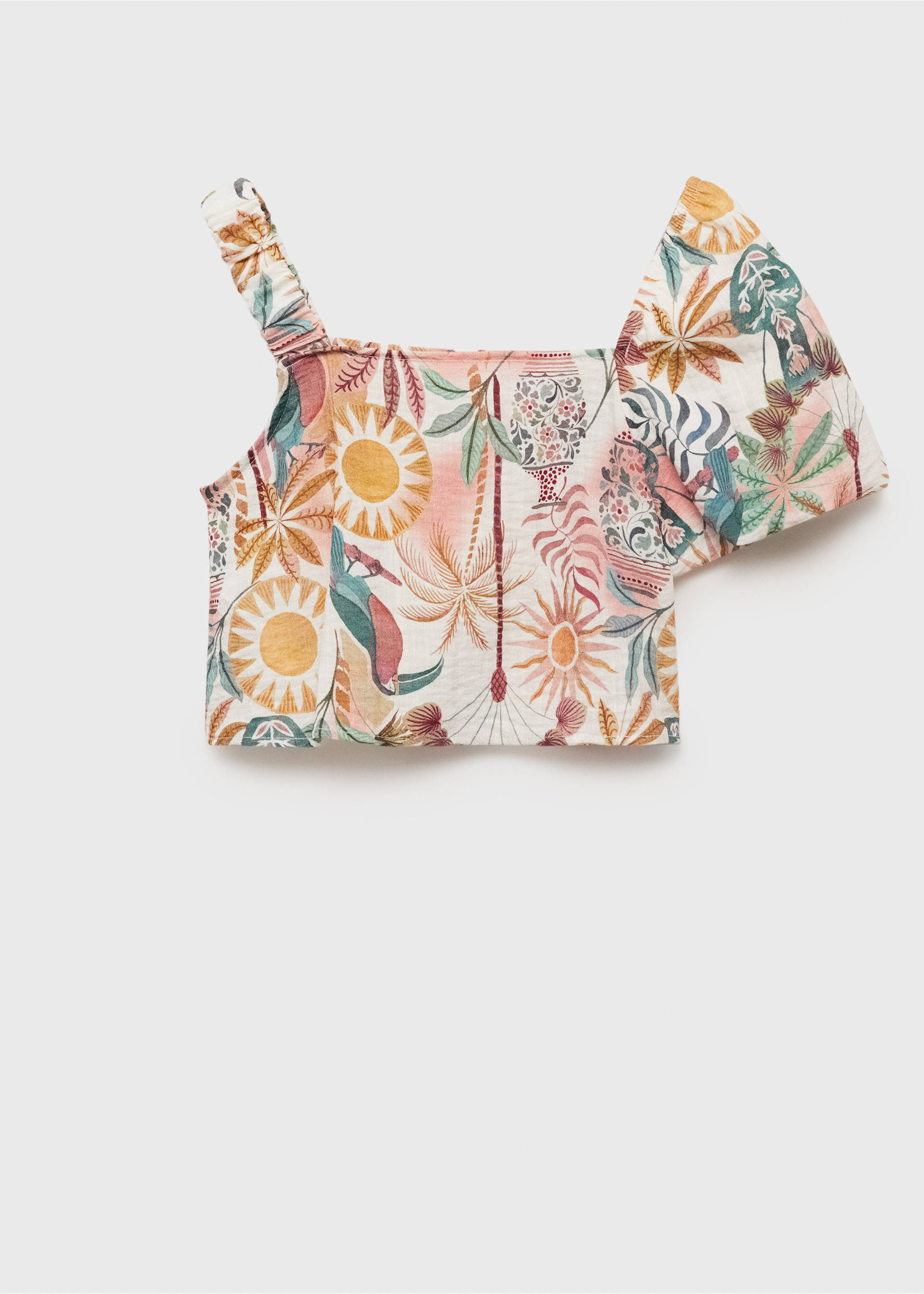 Asymmetrische Bluse mit Motiv - Artikel ohne Model, Rosa. Ref: 17081252-00.