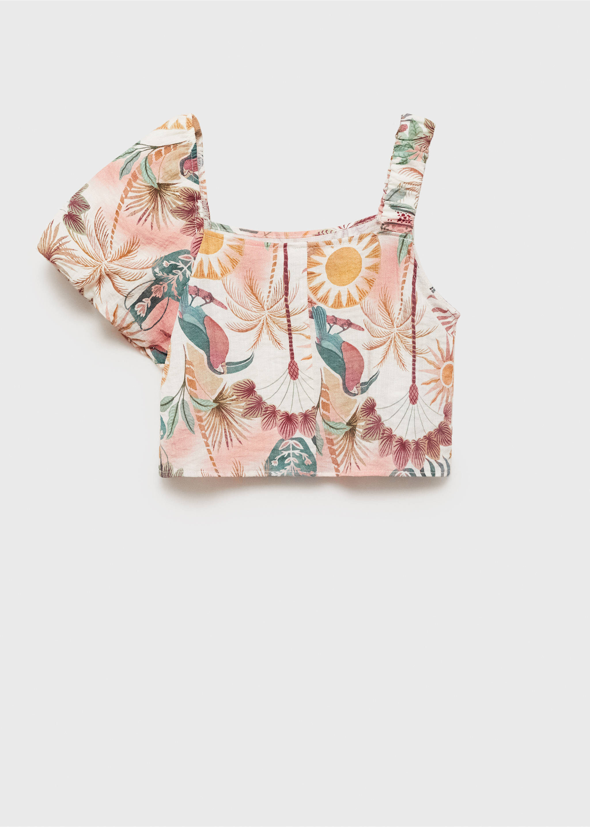 Asymmetrical printed blouse - Reverse of the article, Pink. Ref: 17081252-00.