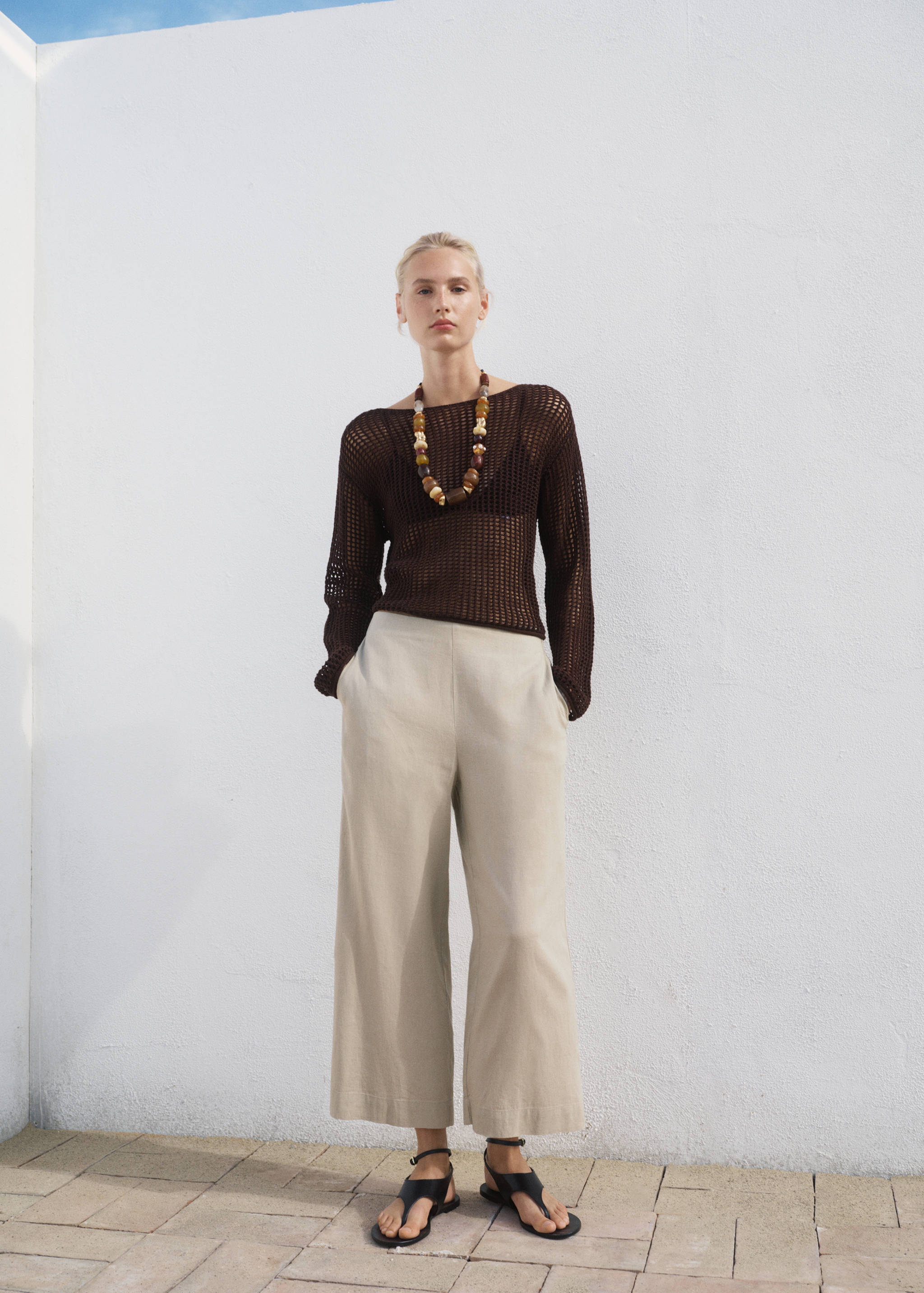 Pantalon crop lin - Plan général