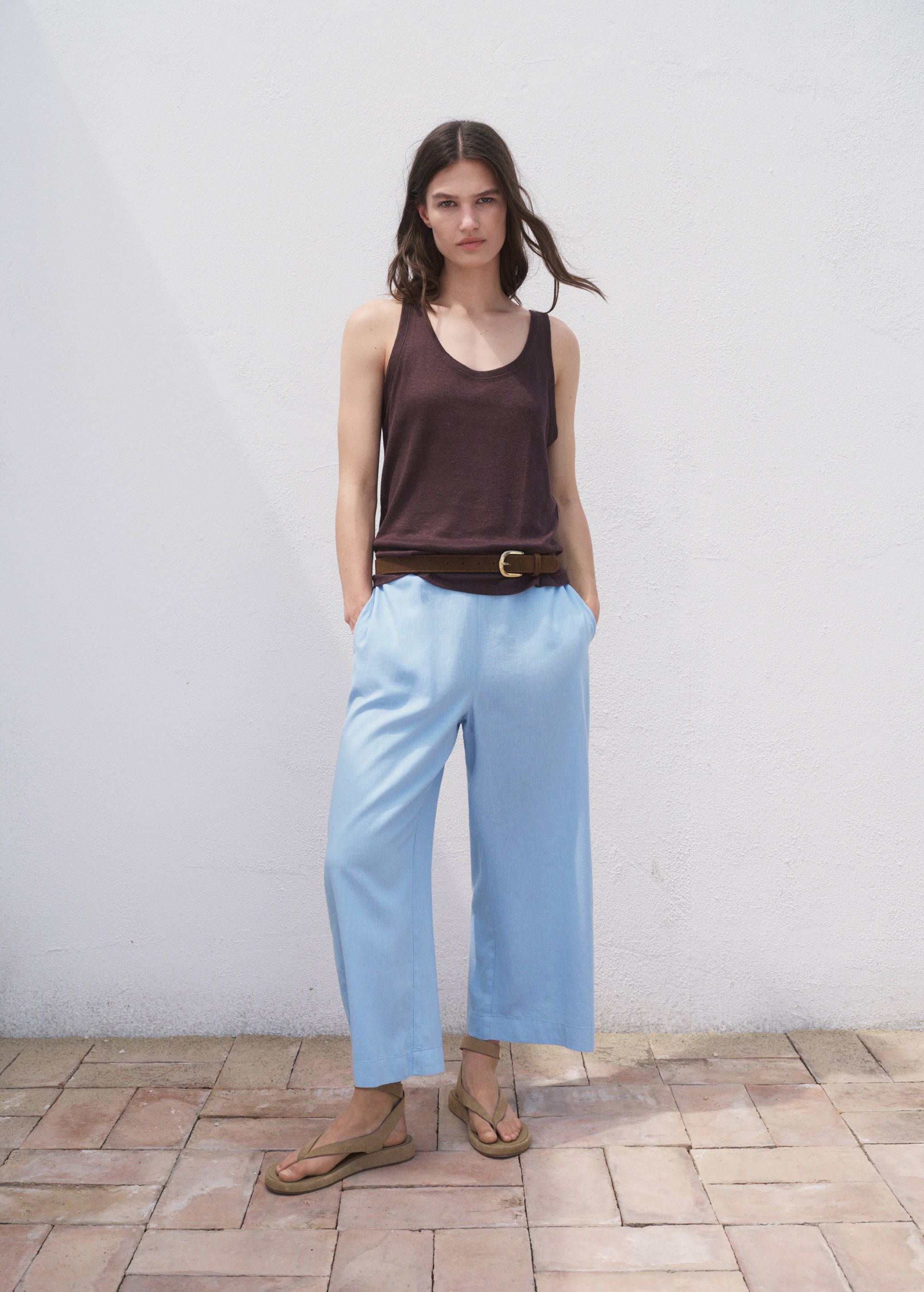 Pantalon crop lin - Plan général
