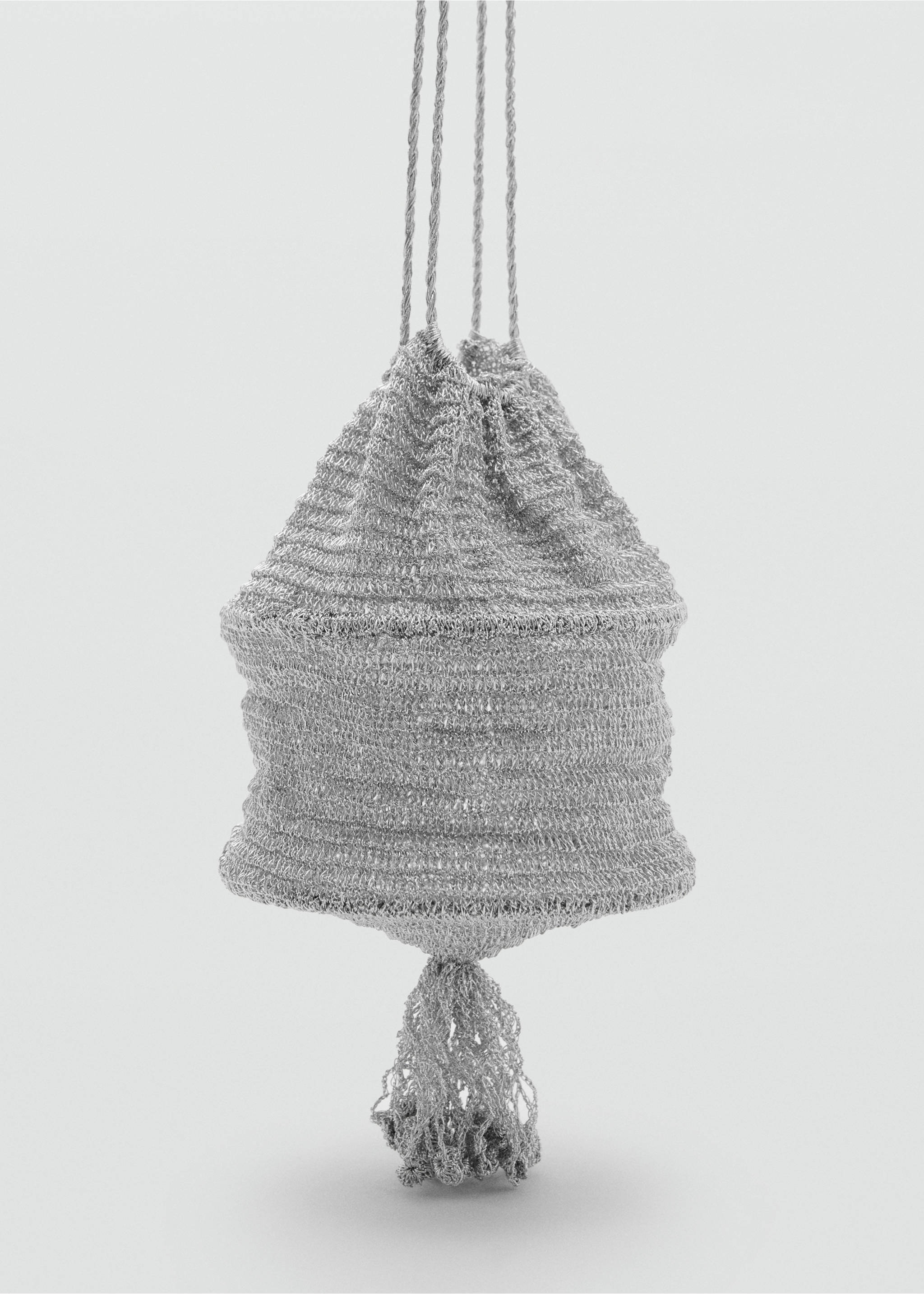 Sac bonbonnière  en lurex à pompon - Plan moyen, Argent. Ref: 17081255-00.