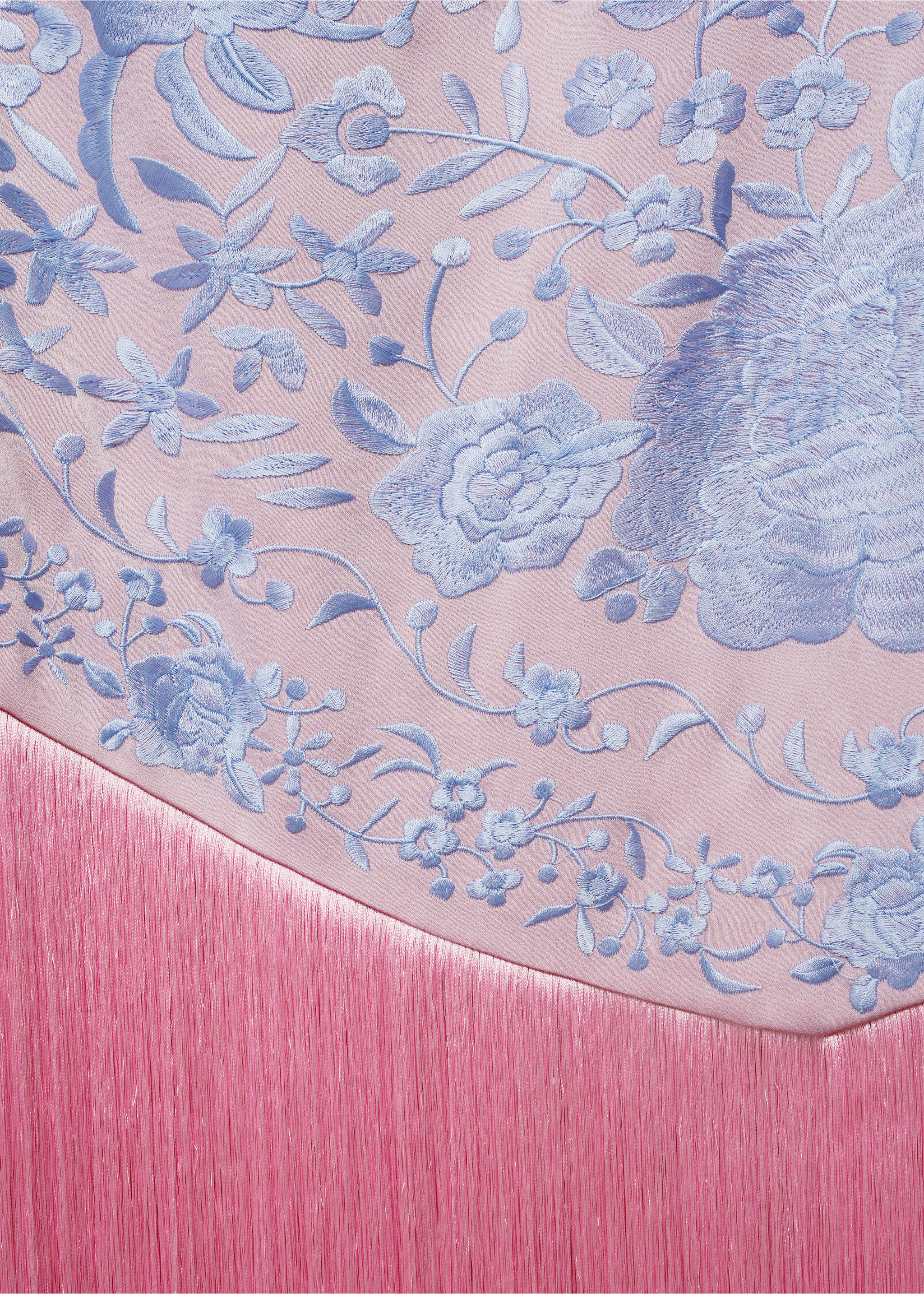 Asymmetrical dress with embroidered fringes - Details of the article 0, Pastel Pink. Ref: 17081256-00.