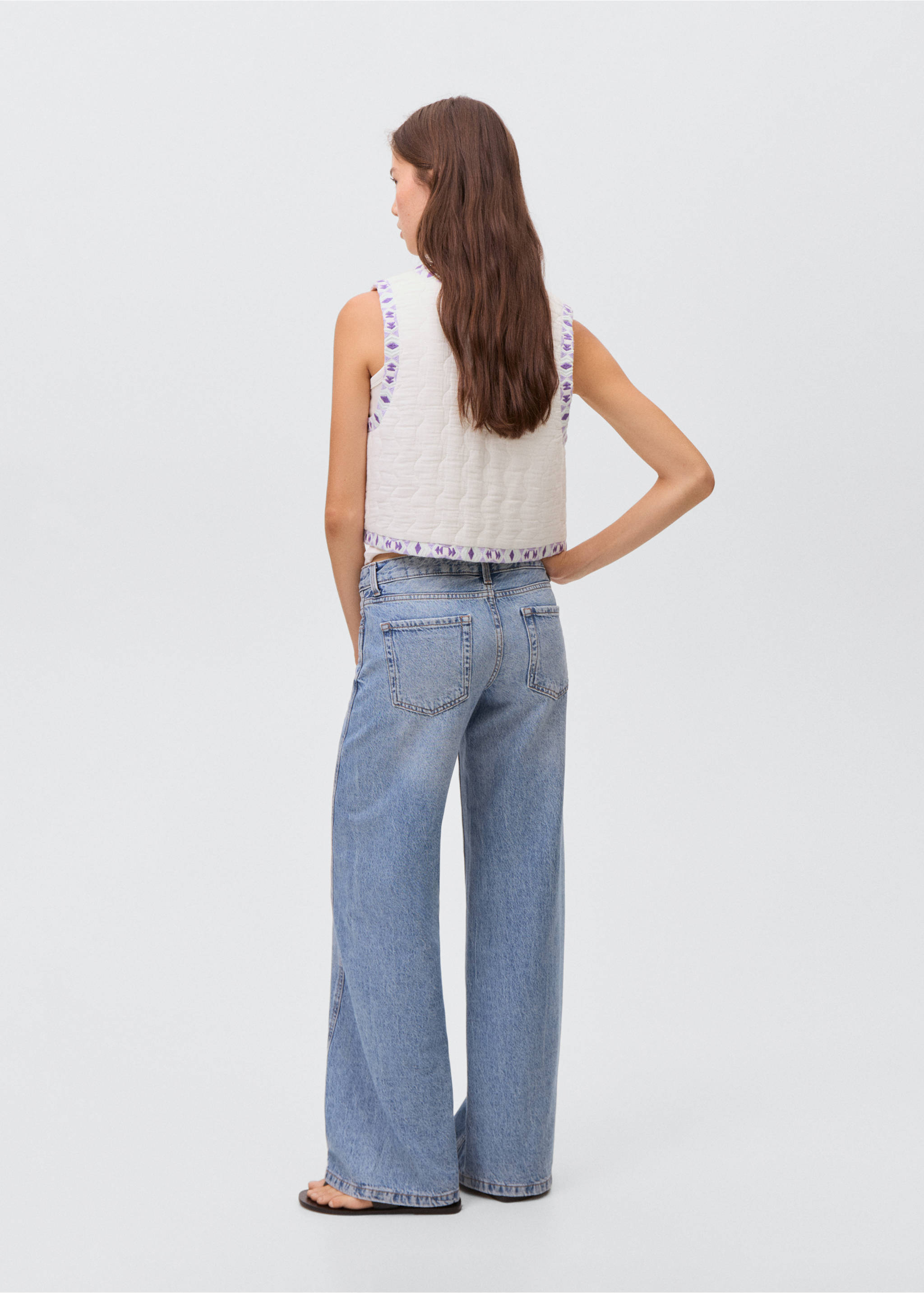 Ethnic embroidered waistcoat - Reverse of the article, Off White. Ref: 17081257-00.