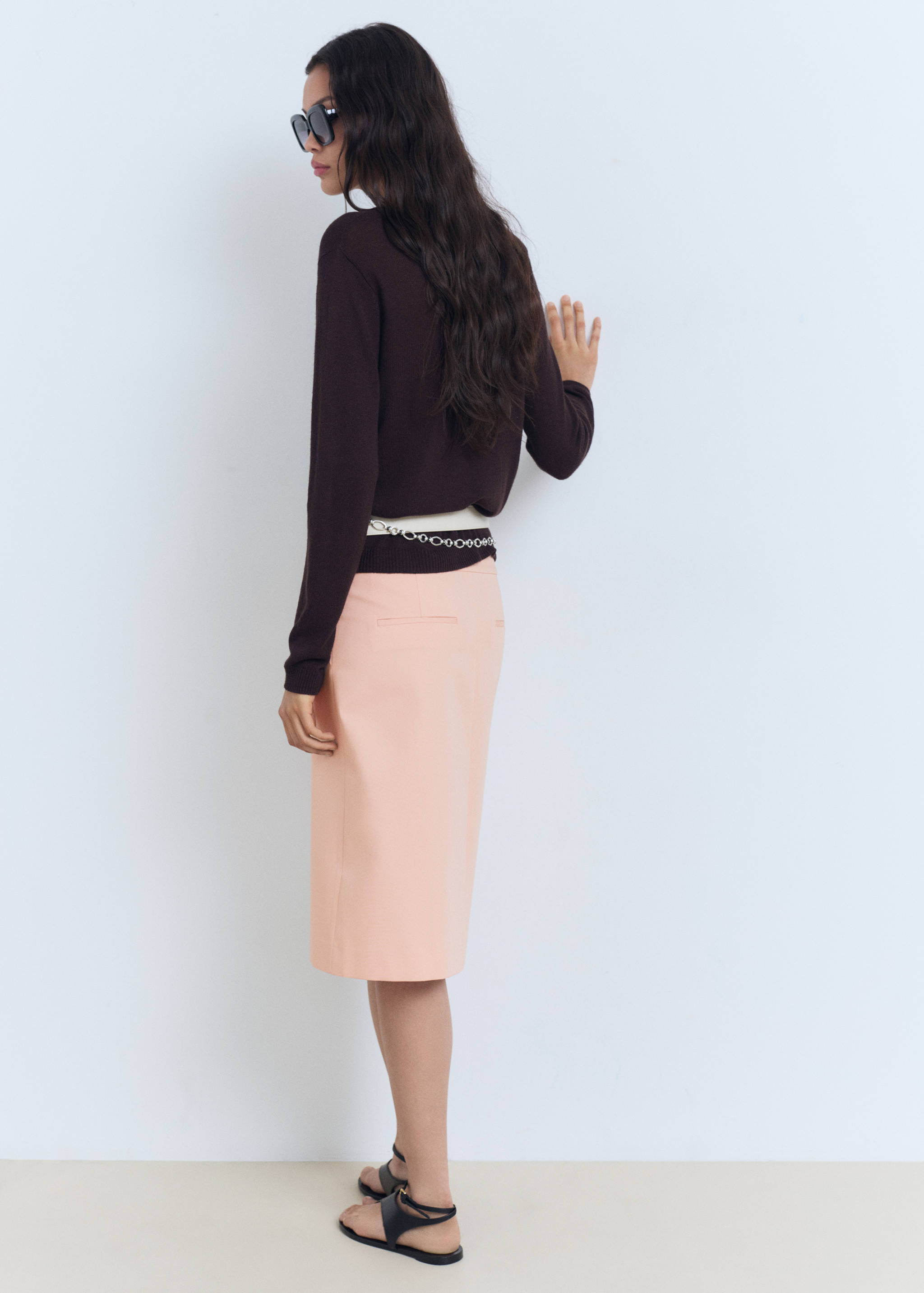 Cotton midi-skirt with pleat detail - Reverse of the article