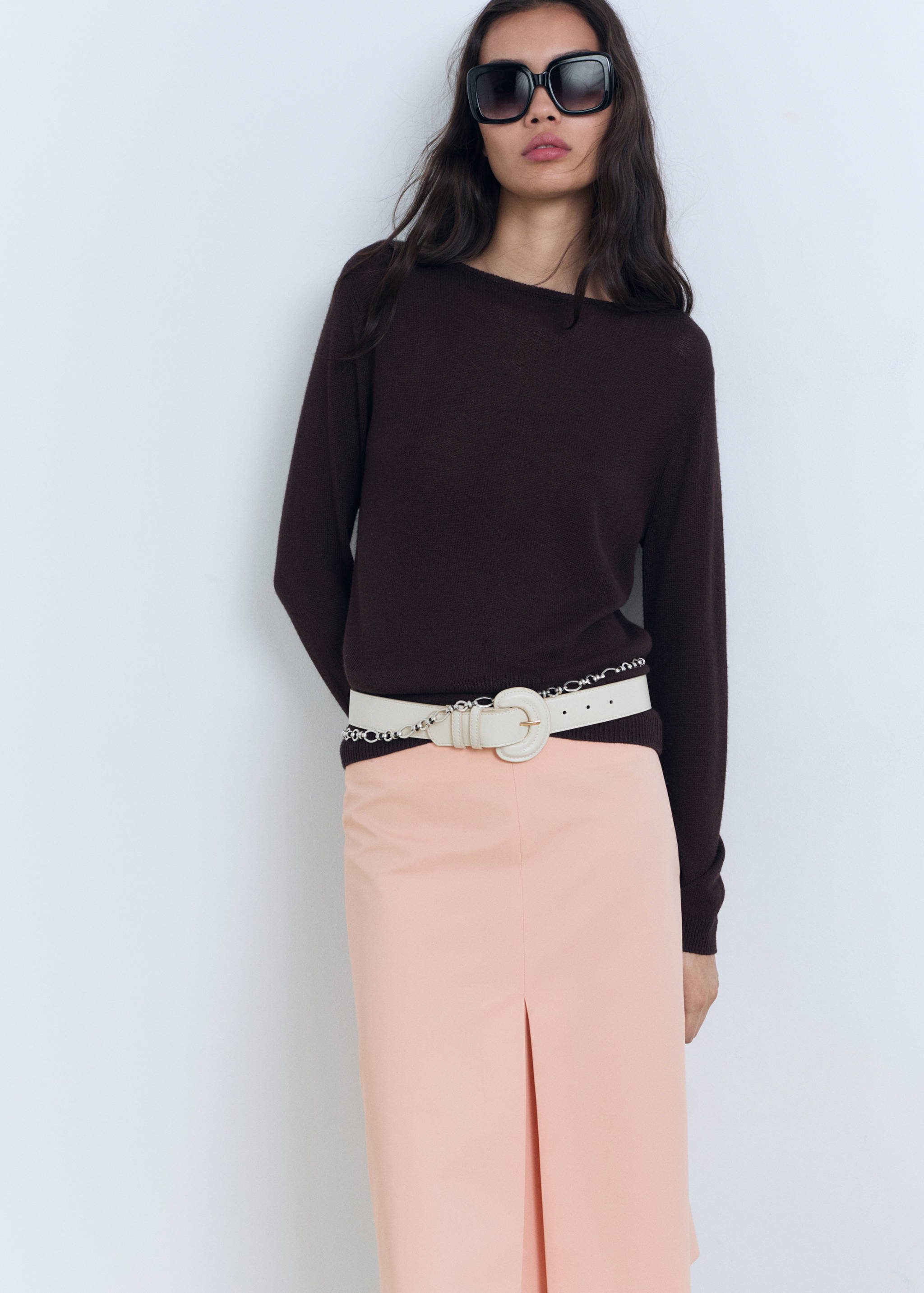 Cotton midi-skirt with pleat detail - Details of the article 2