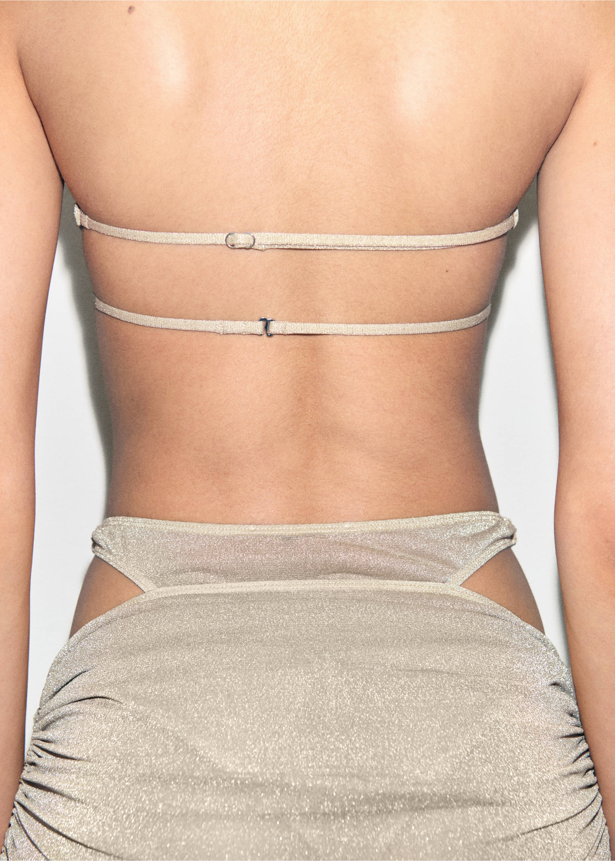 Lurex bikini top with adjustable back - Reverse of the article, Gold. Ref: 17081262-00.