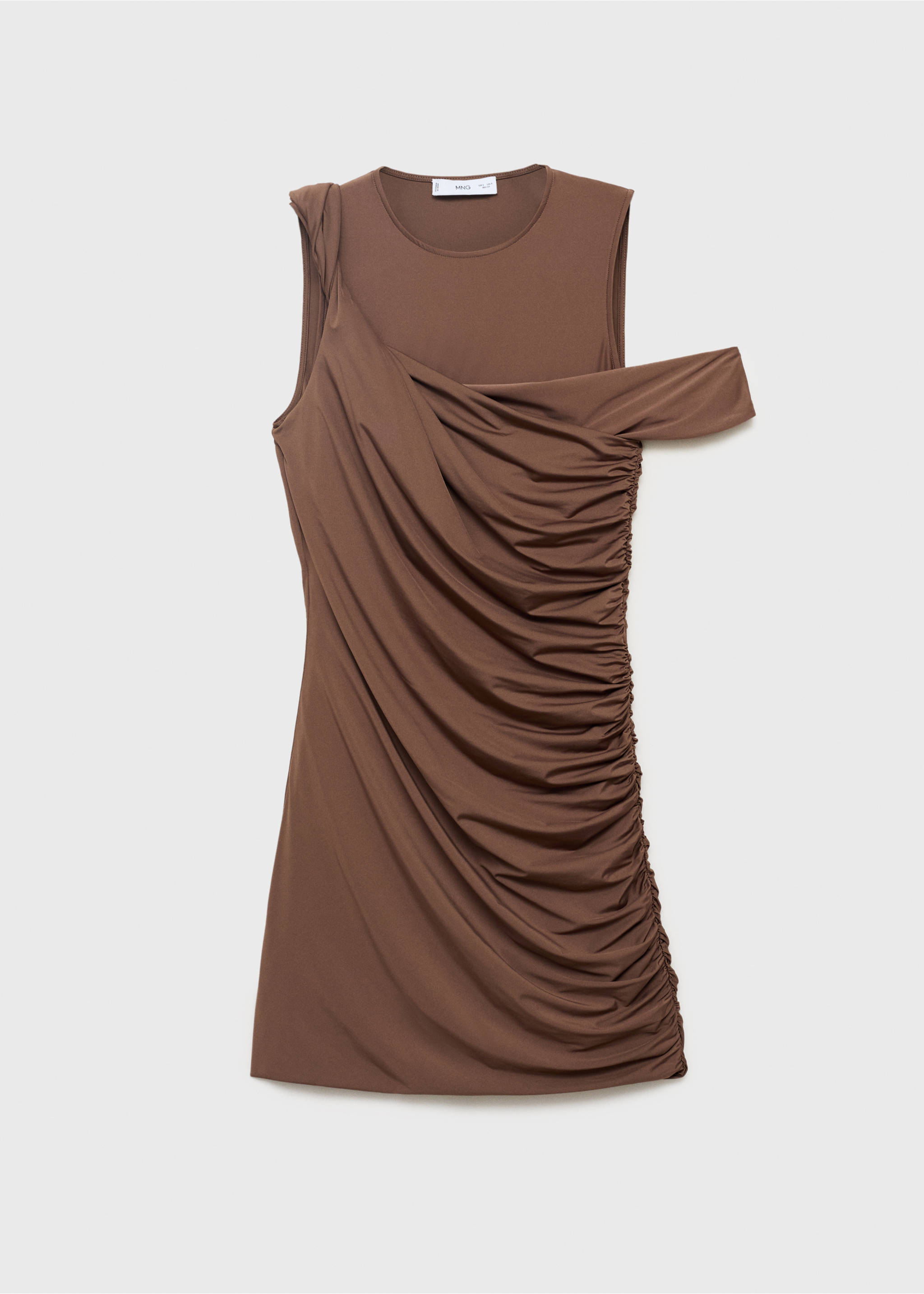 Draped dress with asymmetrical straps - Article without model, Brown. Ref: 17081266-00.