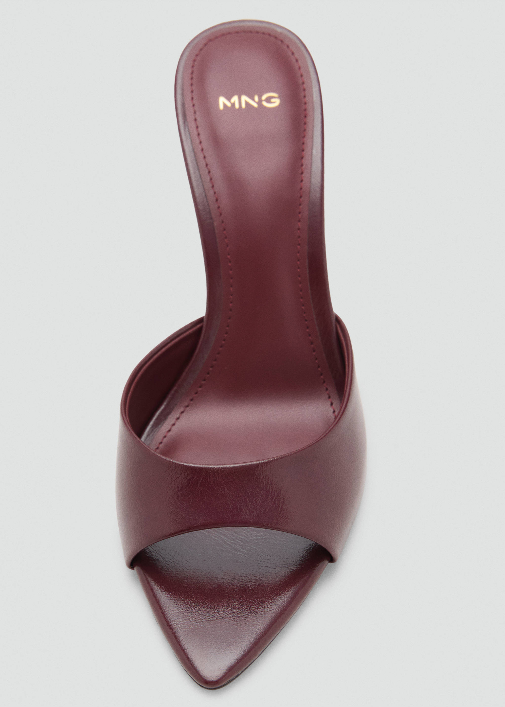 Pointed heel sandals - Details of the article 2, Burgundy. Ref: 17081270-00.