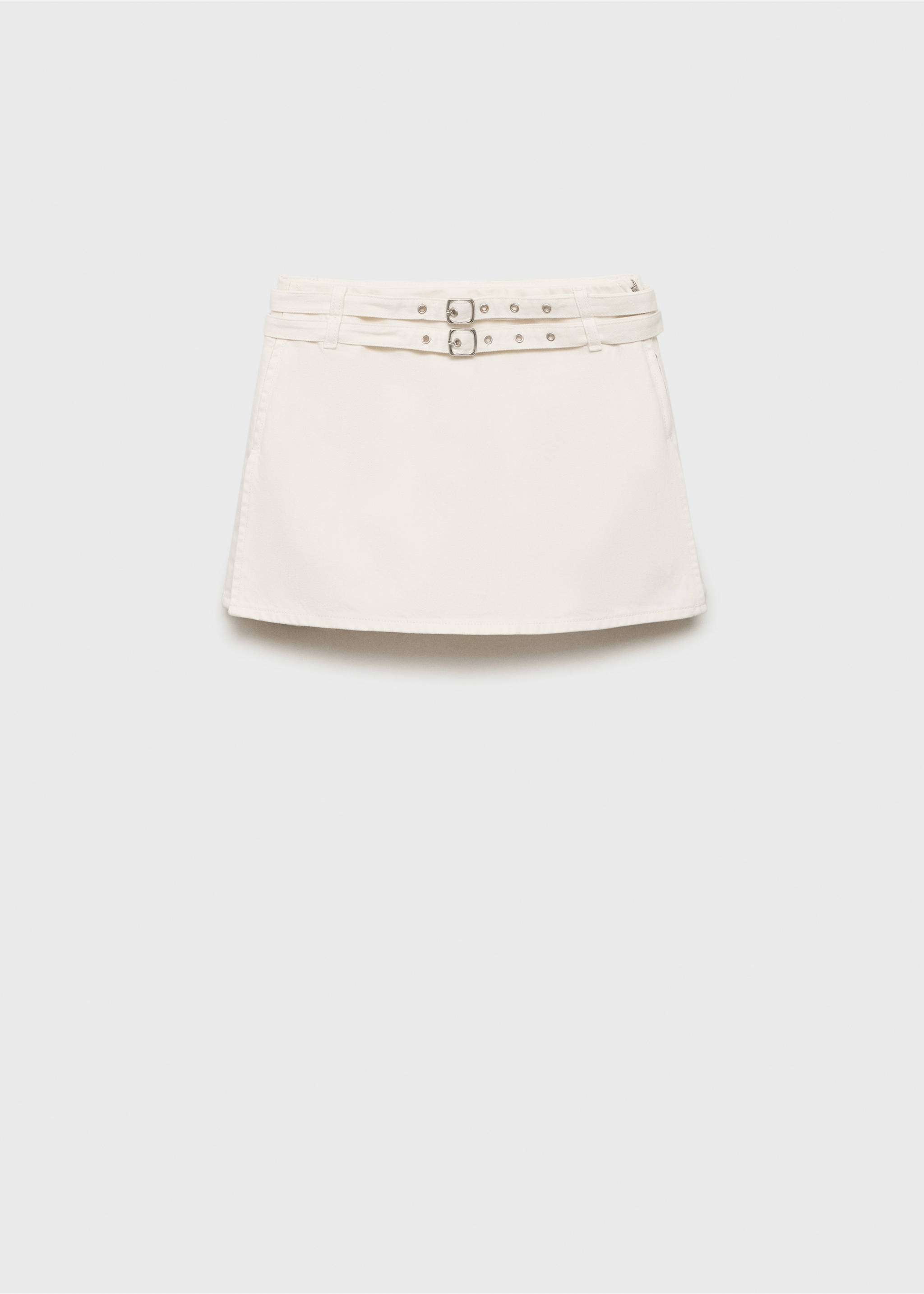 Falda pantalón denim doble cinturón - Artículo sin modelo, Blanco. Ref: 17081271-00.