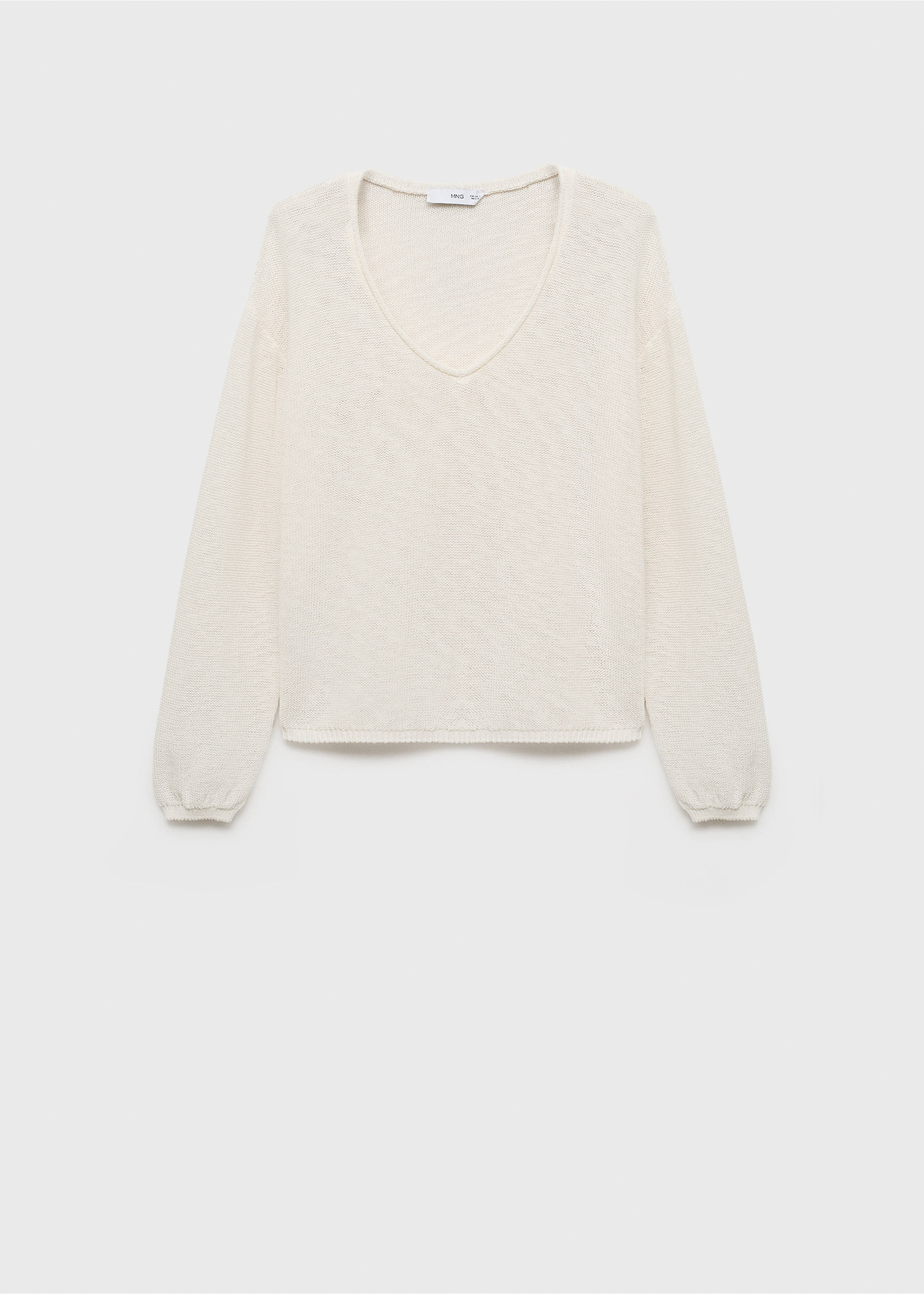 V-neck knit sweater - Article without model, White. Ref: 17081272-00.