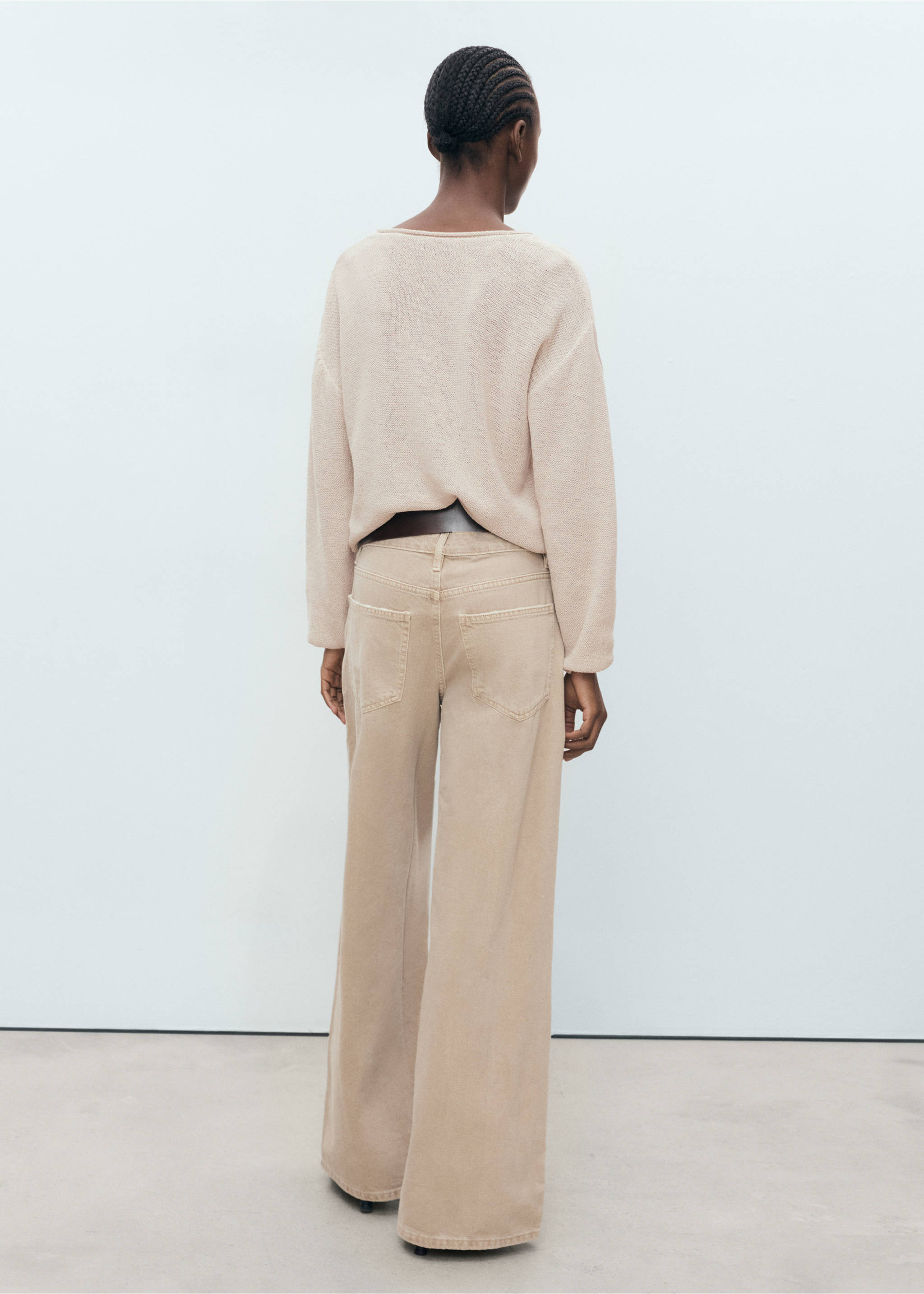 Pull-over maille col en V - Verso de l’article, Beige. Ref: 17081272-00.