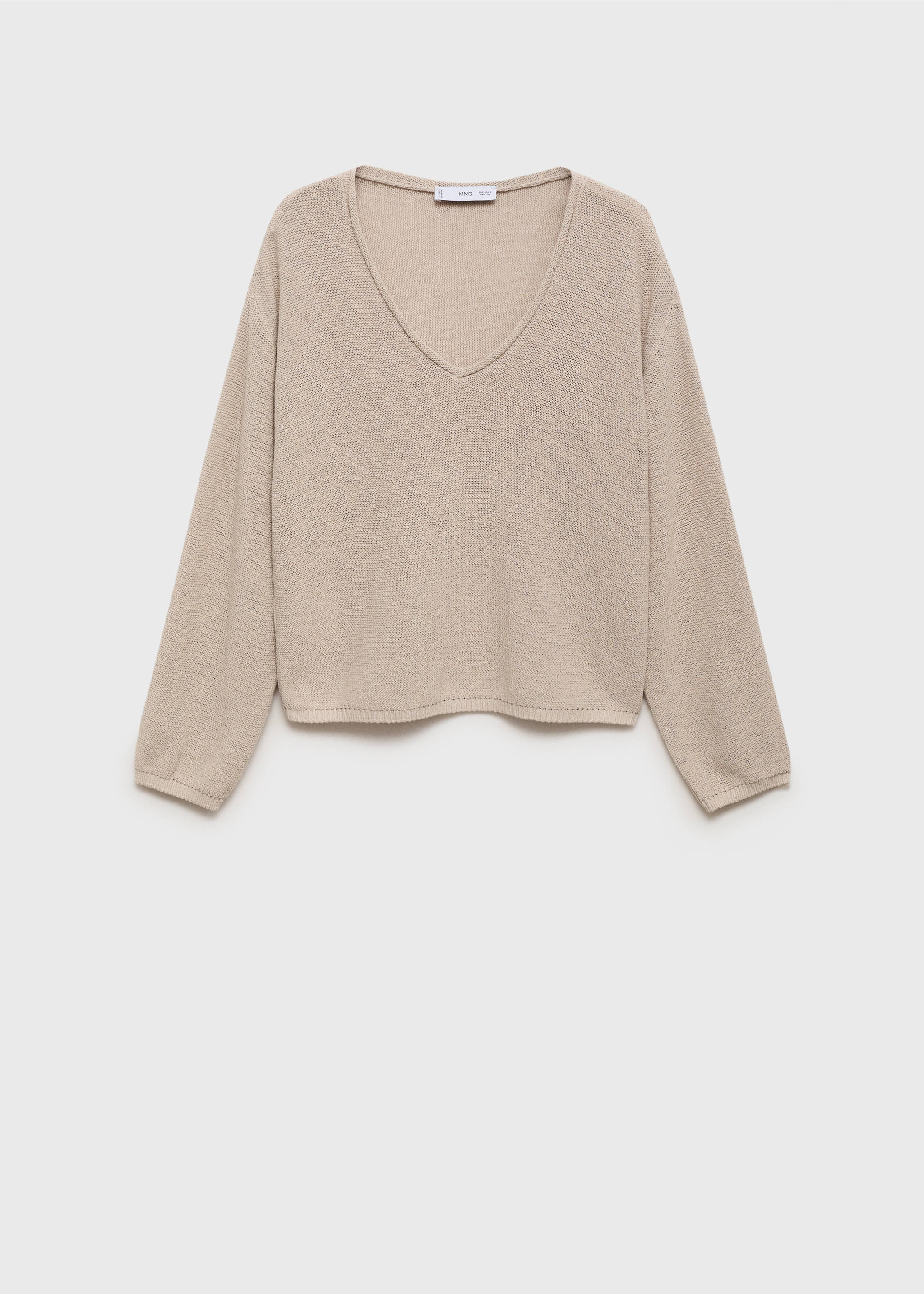 Pull-over maille col en V - Article sans modèle, Beige. Ref: 17081272-00.
