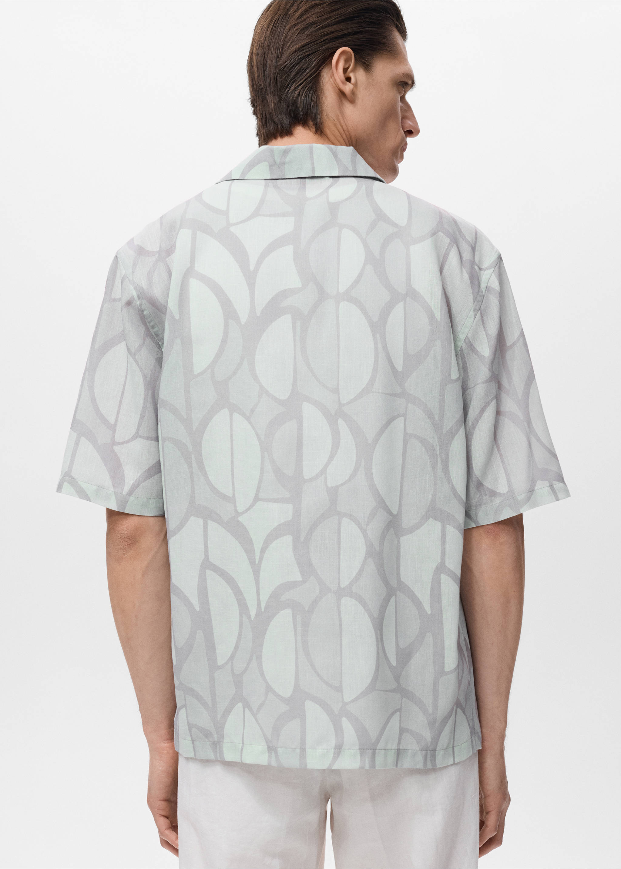 Printed short-sleeved shirt - Reverse of the article, Sky Blue. Ref: 17081284-00.