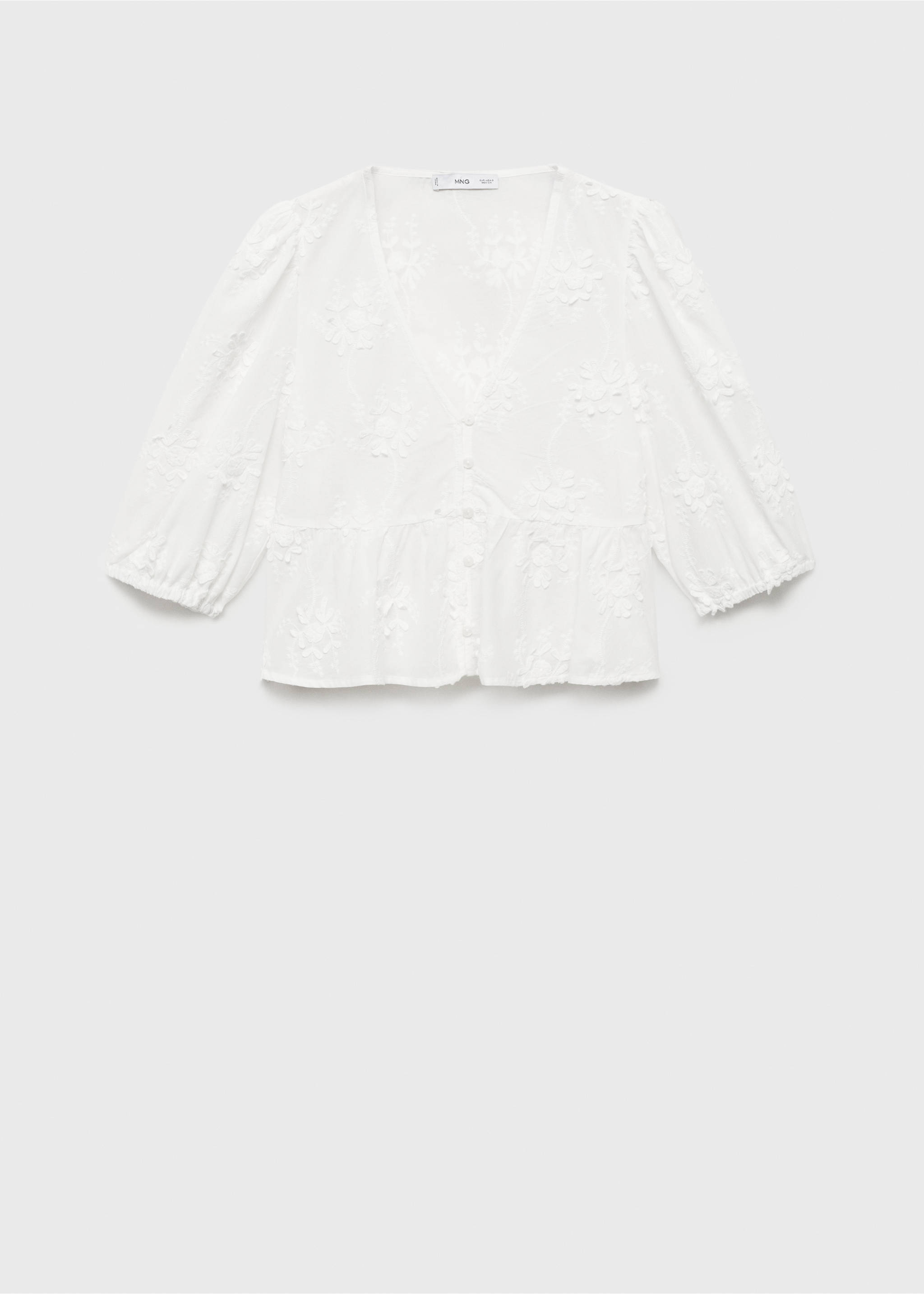 Bluse i bomull med blomsterbroderi - Artikkel uten modell, Offwhite. Ref: 17081285-00.