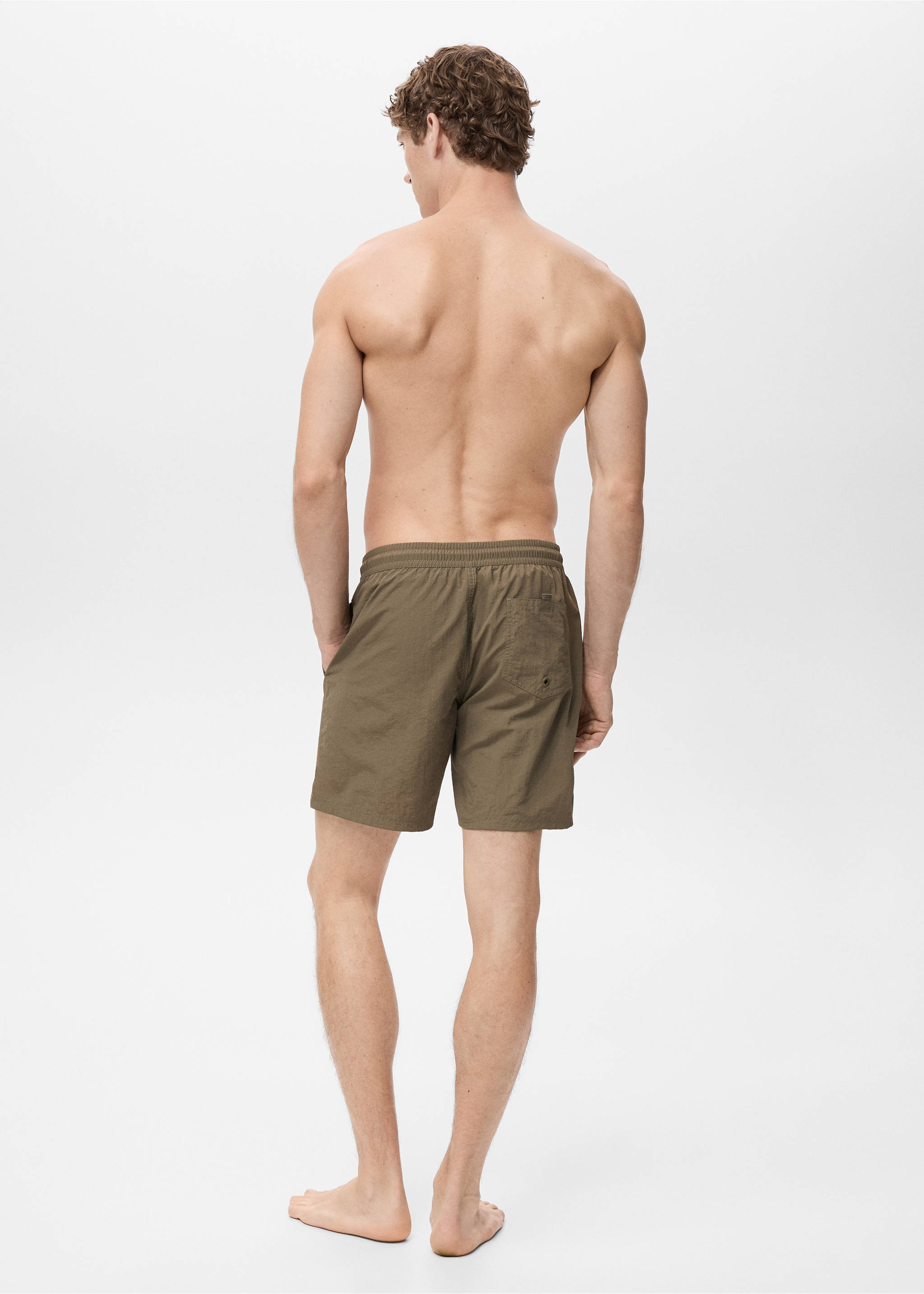 Basic drawstring swimsuit - Reverse of the article, Khaki. Ref: 17081289-00.