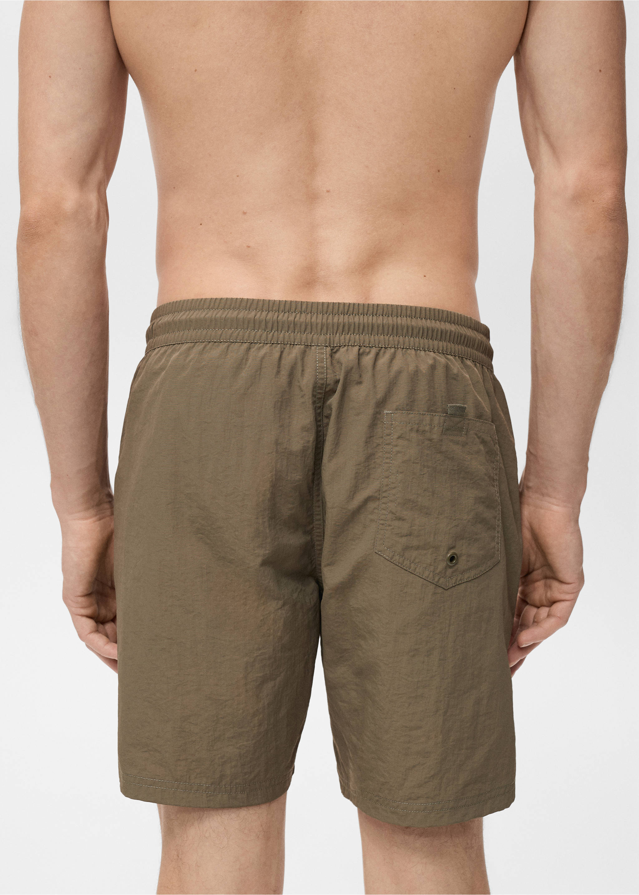 Basic drawstring swimsuit - Details of the article 6, Khaki. Ref: 17081289-00.