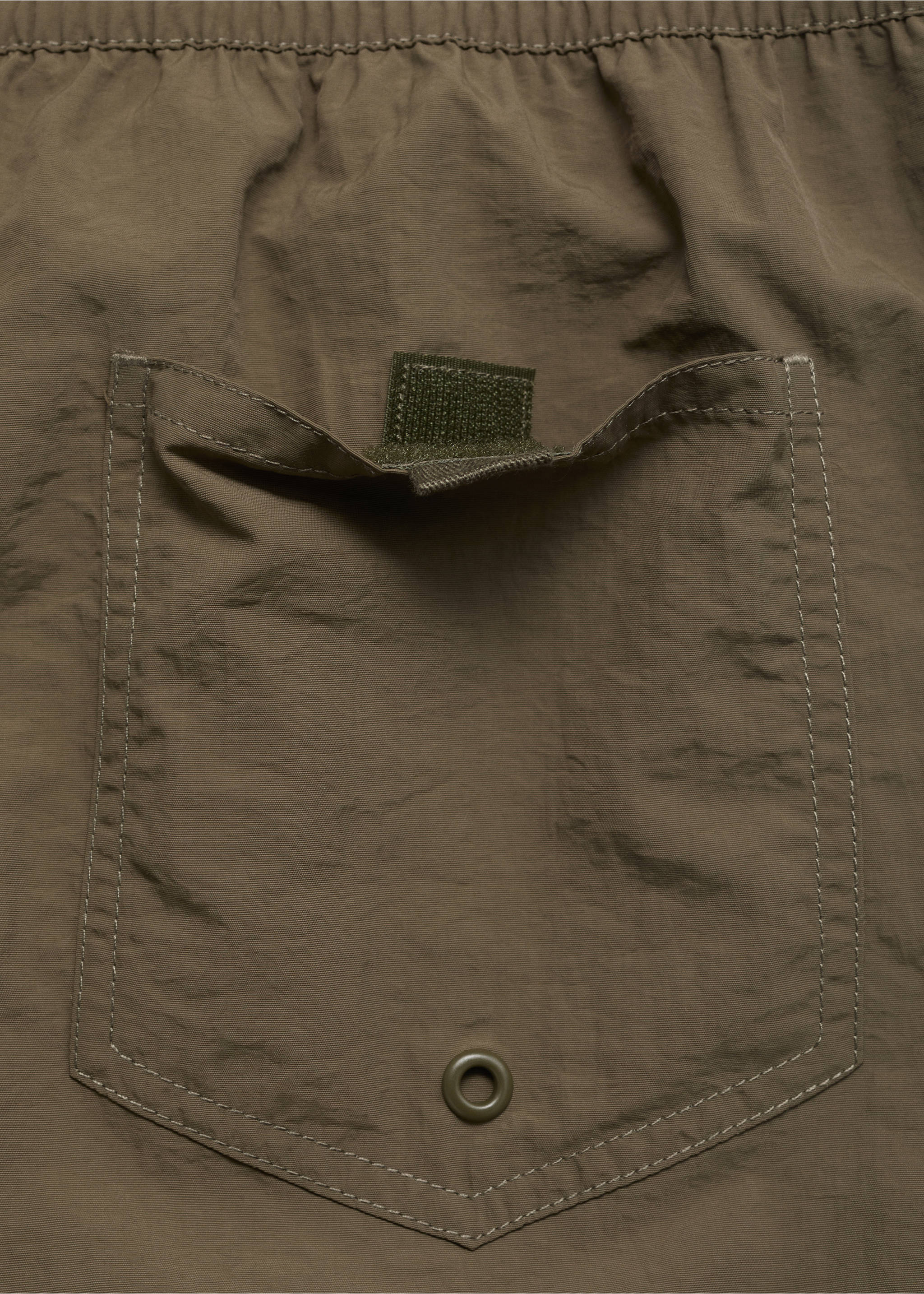 Basic drawstring swimsuit - Details of the article 0, Khaki. Ref: 17081289-00.