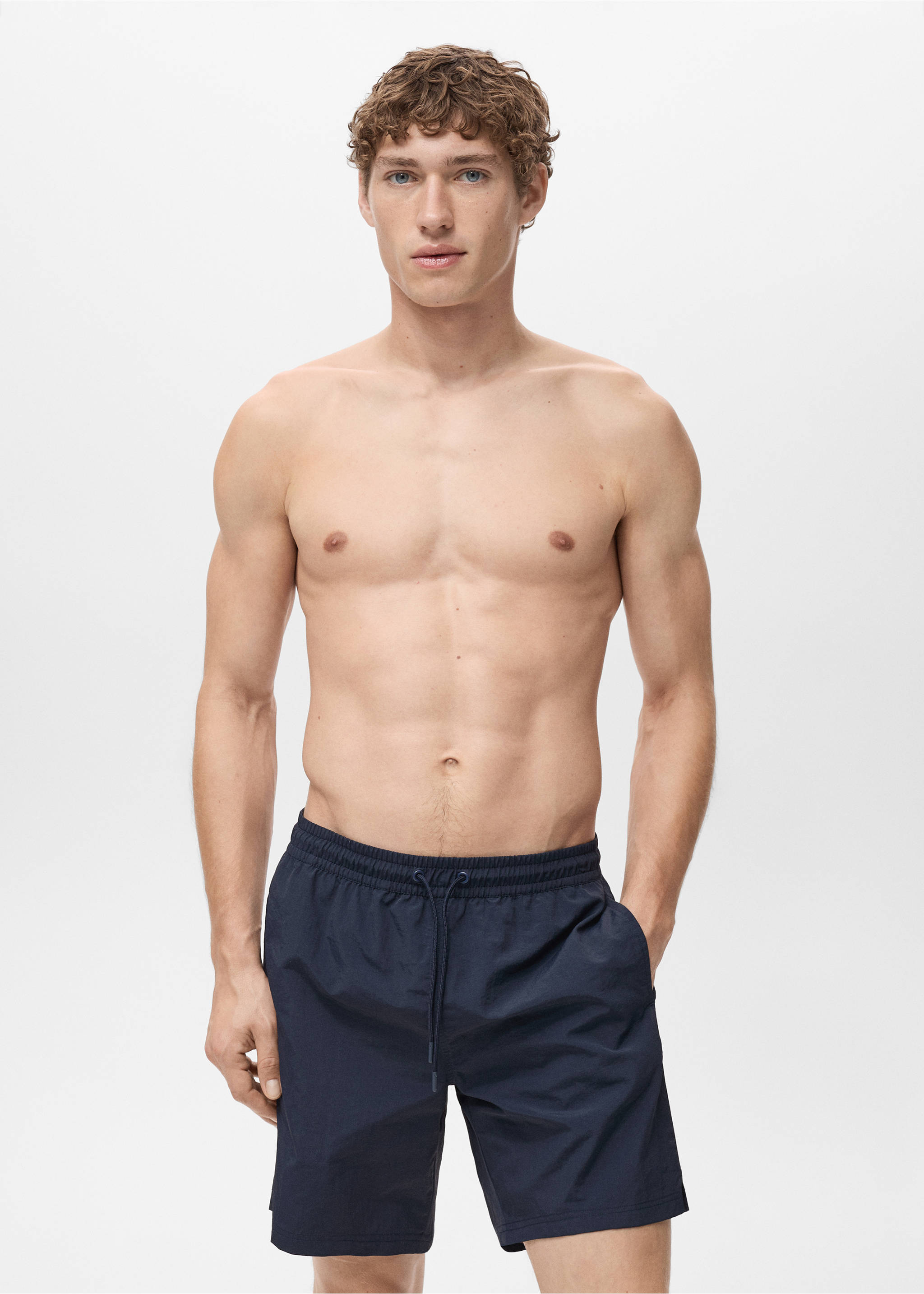 Basic drawstring swimsuit - Medium plane, Dark Navy. Ref: 17081289-00.