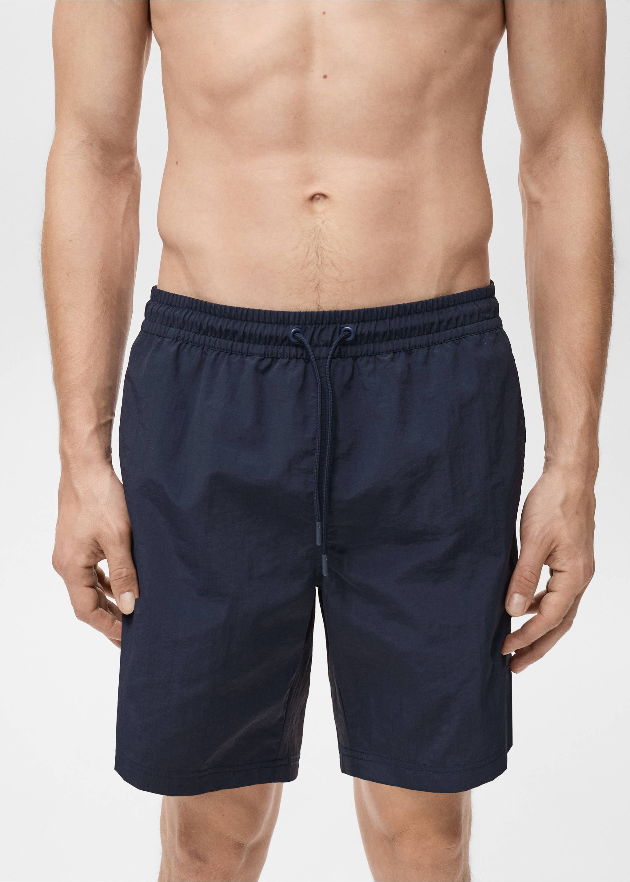 Basic drawstring swimsuit - Details of the article 1, Dark Navy. Ref: 17081289-00.