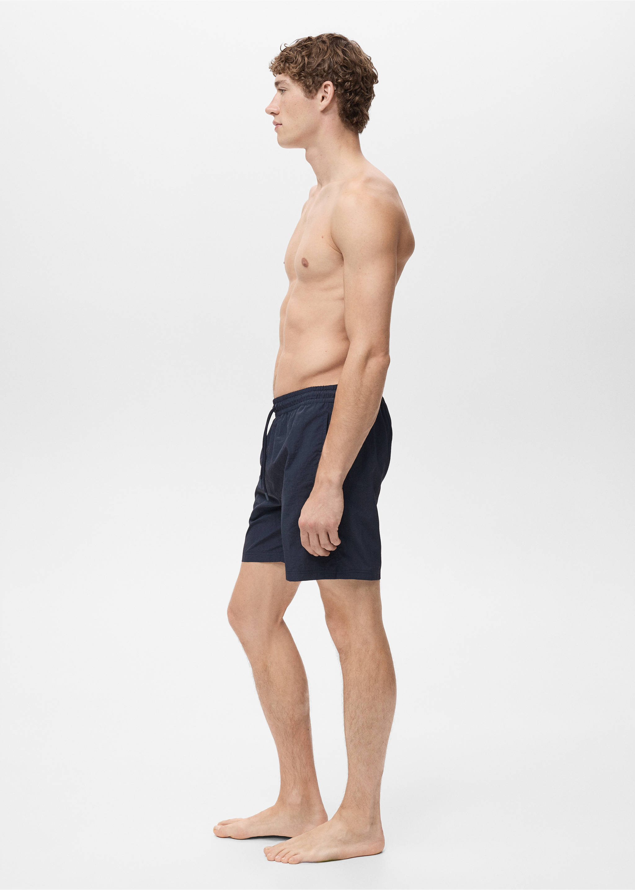 Basic drawstring swimsuit - Details of the article 2, Dark Navy. Ref: 17081289-00.