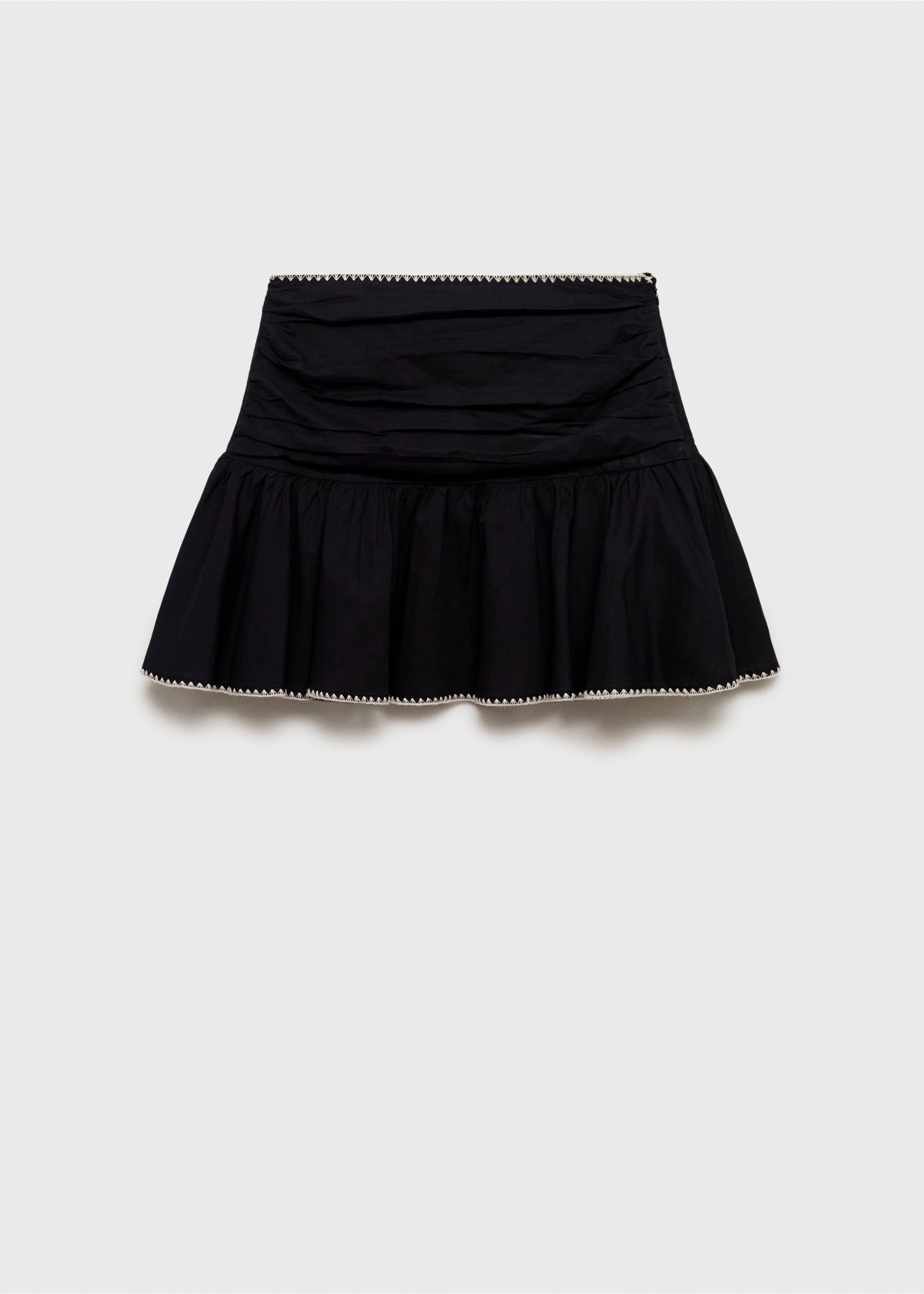 Embroidered ruffled skirt - Article without model, Black. Ref: 17081512-00.