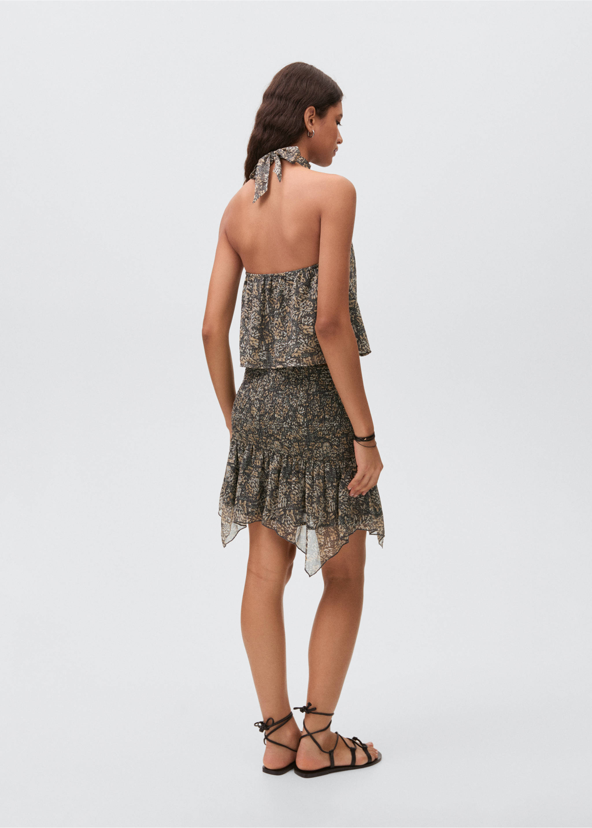 Asymmetrical printed skirt - Reverse of the article, Ecru. Ref: 17081514-00.