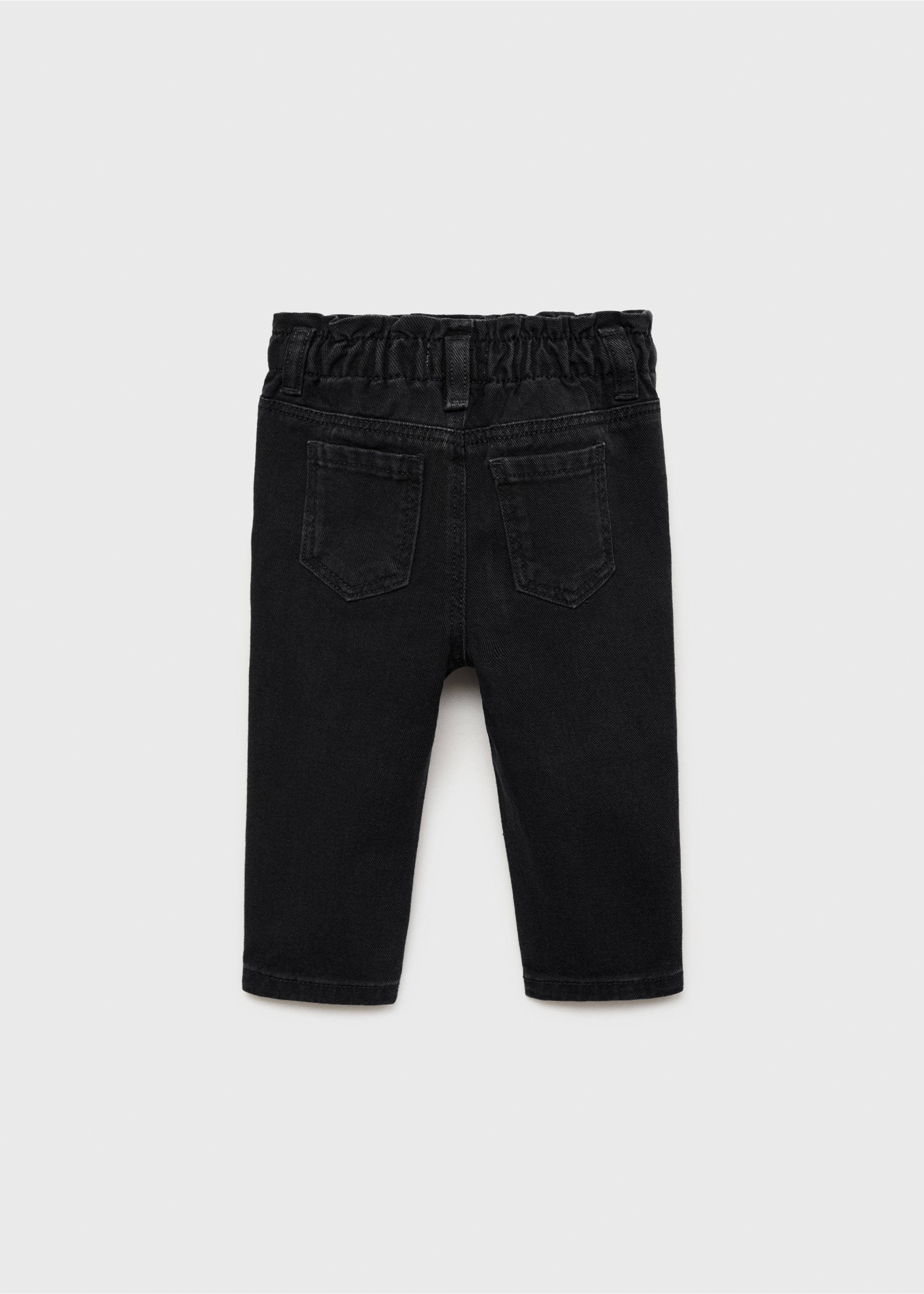 Paper bag jeans with buttons - Reverse of the article, Black denim. Ref: 17081517-00.