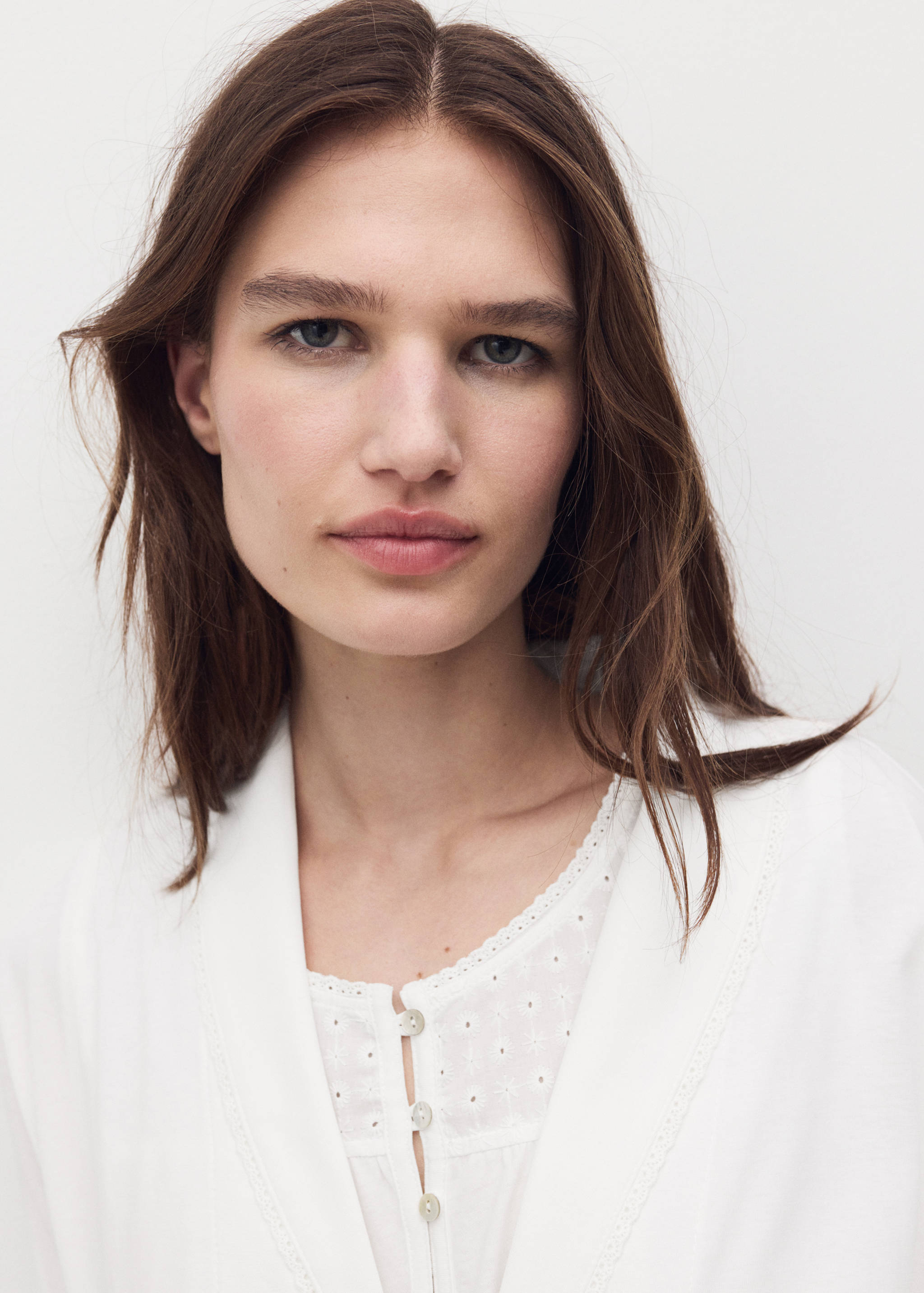 Cotton gown with embroidery detail - Details of the article 1