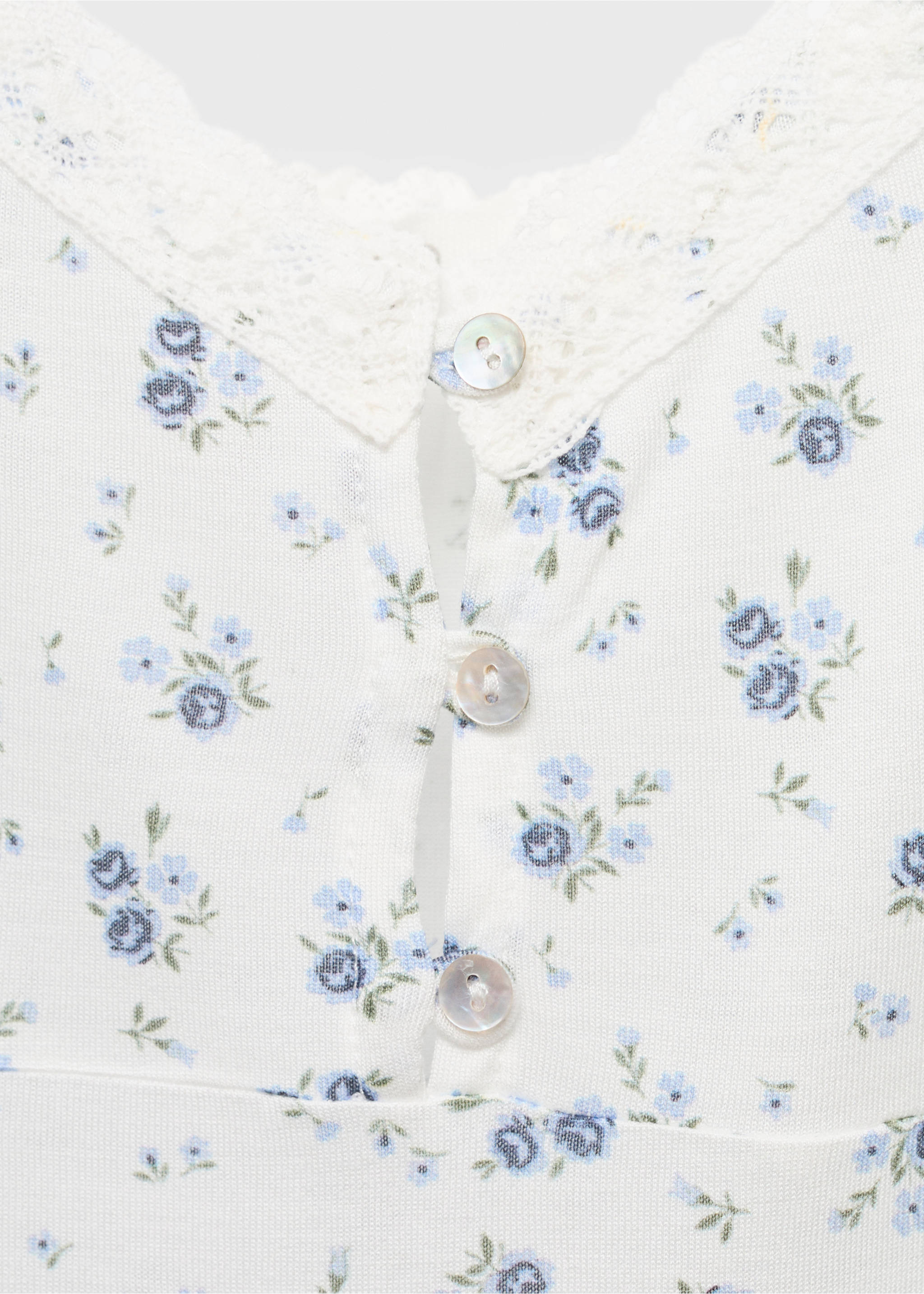 Chemise de nuit à imprimé floral en dentelle - Détail de l'article 8, Blanc. Ref: 17081524-00.