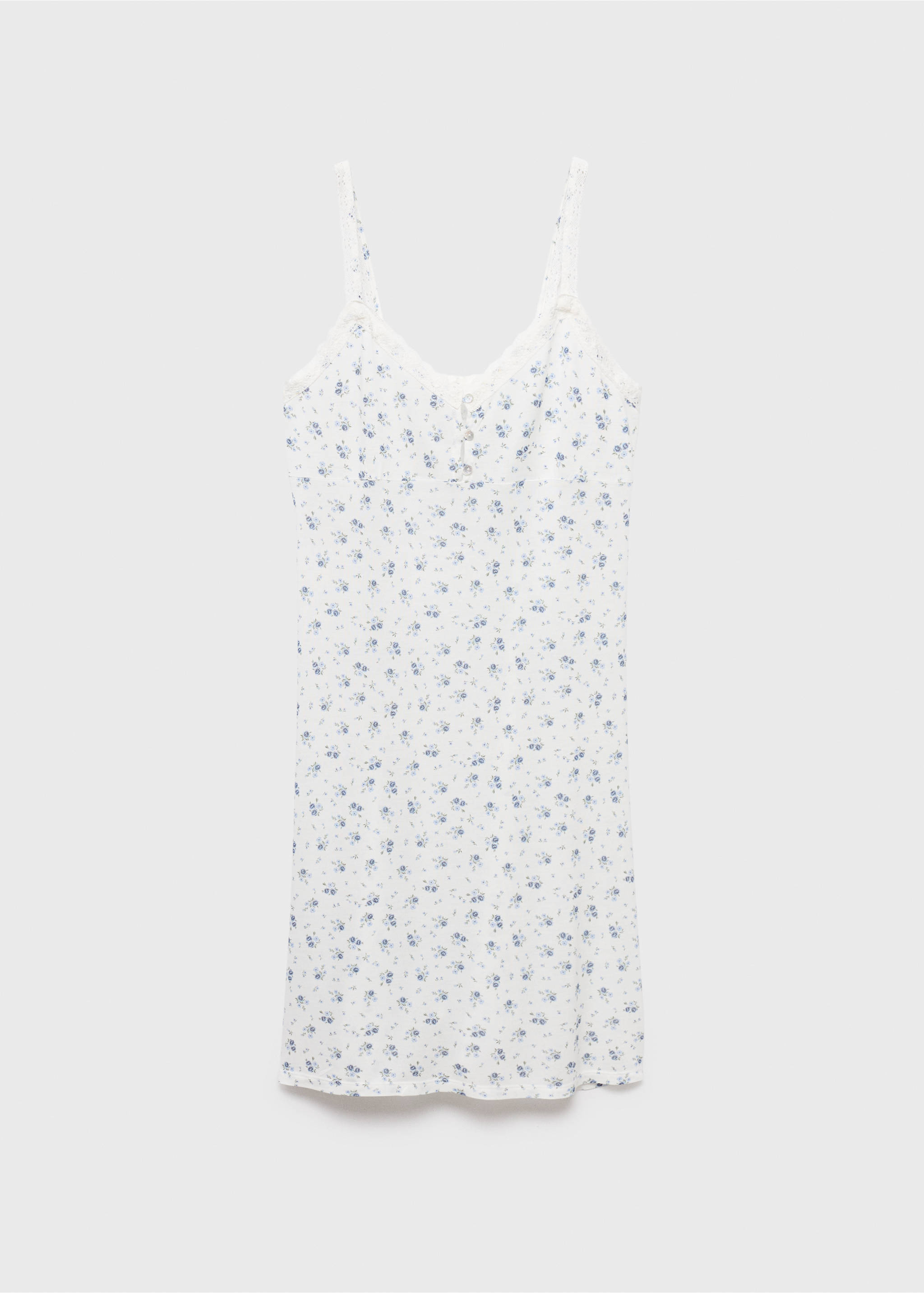 Chemise de nuit à imprimé floral en dentelle - Article sans modèle, Blanc. Ref: 17081524-00.