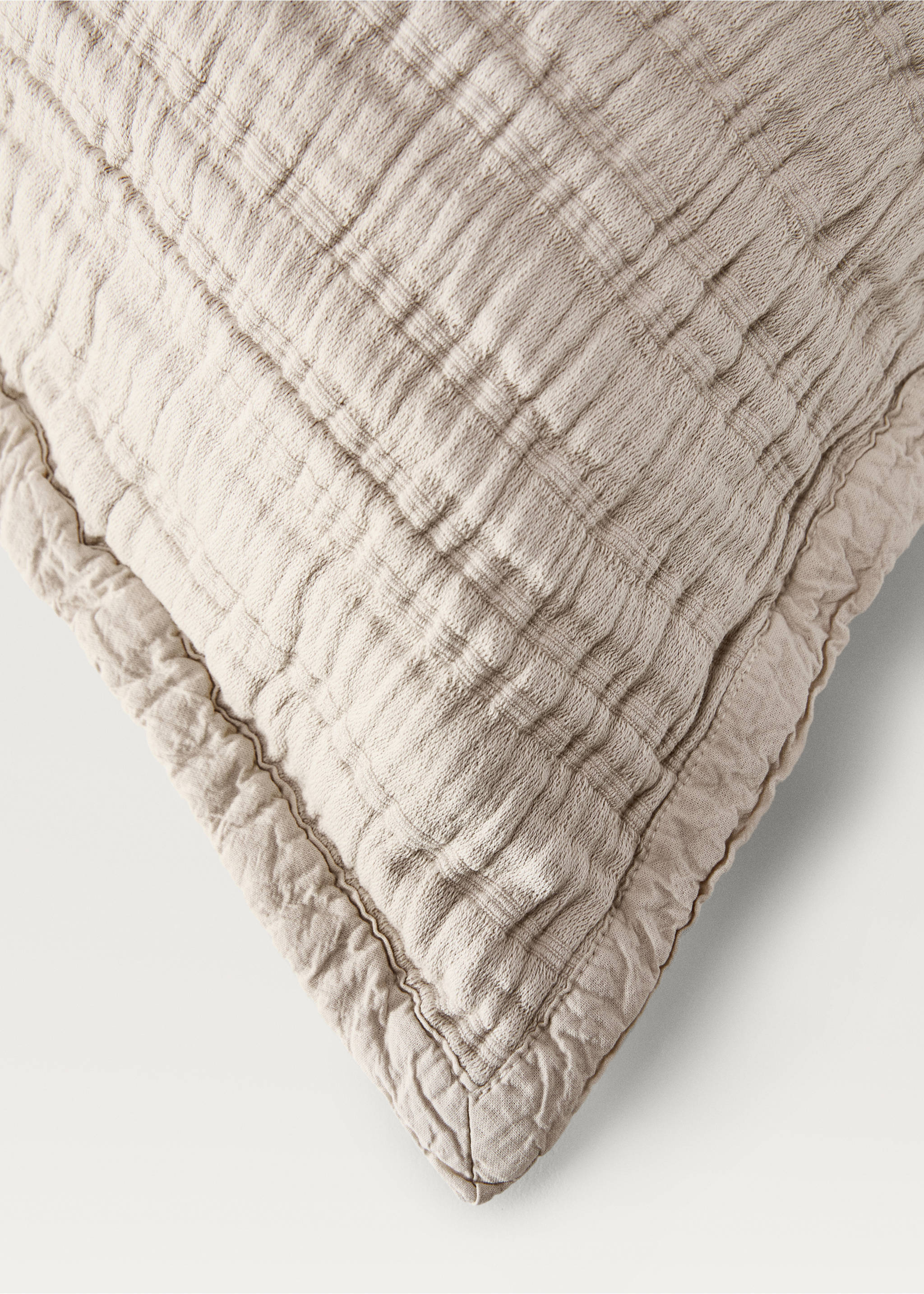 Housse de coussin coton jacquard rayures 50x50 cm - Détail de l'article 3, Beige. Ref: 17081528-00.