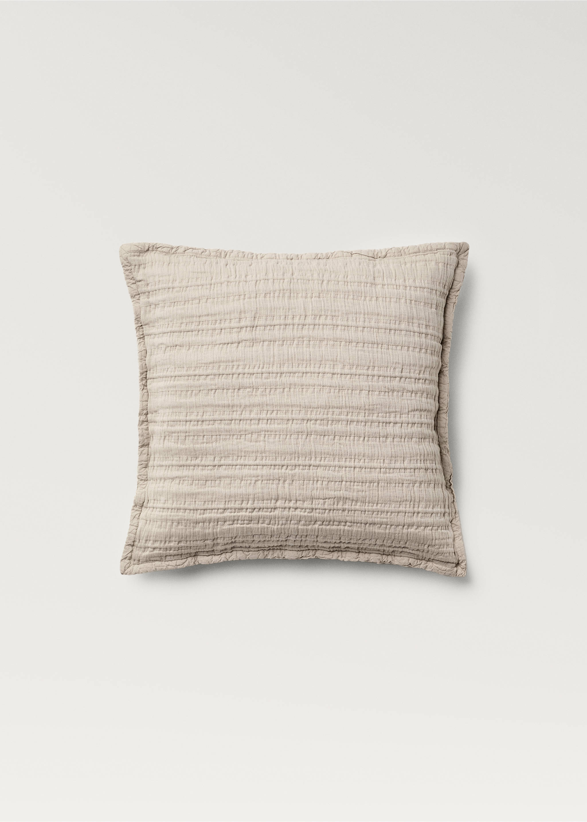 Housse de coussin coton jacquard rayures 50x50 cm - Article sans modèle, Beige. Ref: 17081528-00.