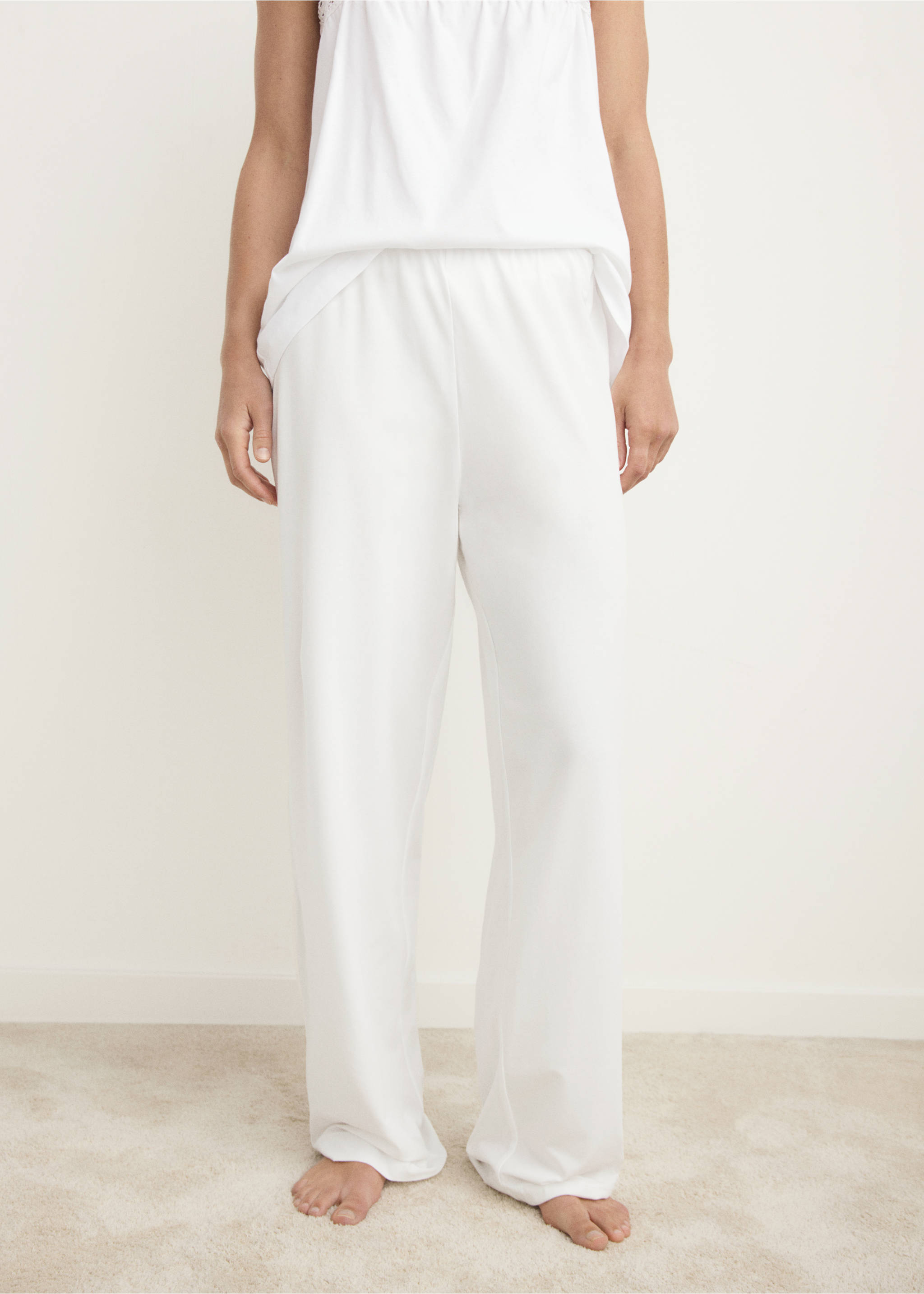 Fluid cotton pyjama bottoms - Medium plane, White. Ref: 17081539-00.