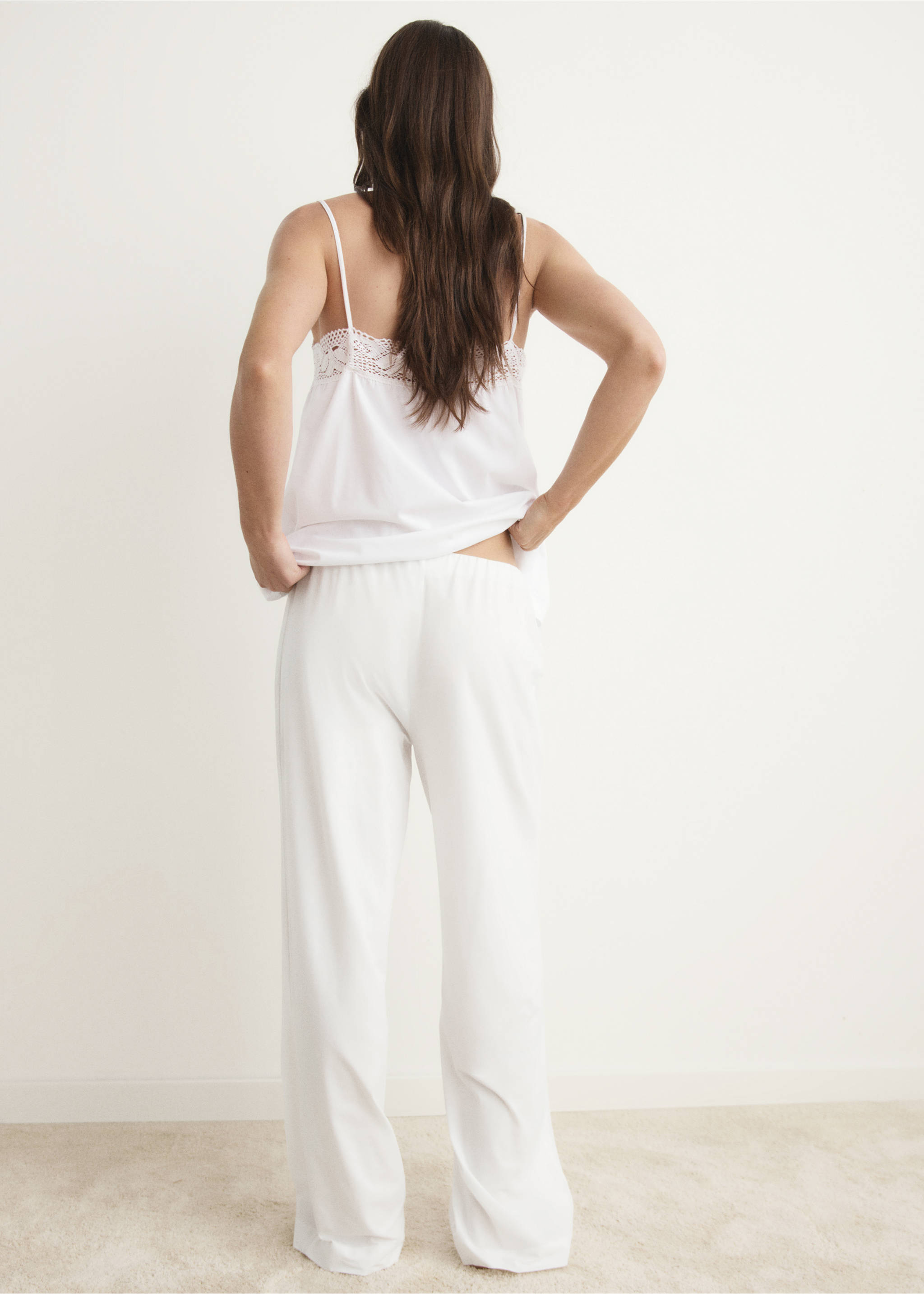 Fluid cotton pyjama bottoms - Reverse of the article, White. Ref: 17081539-00.