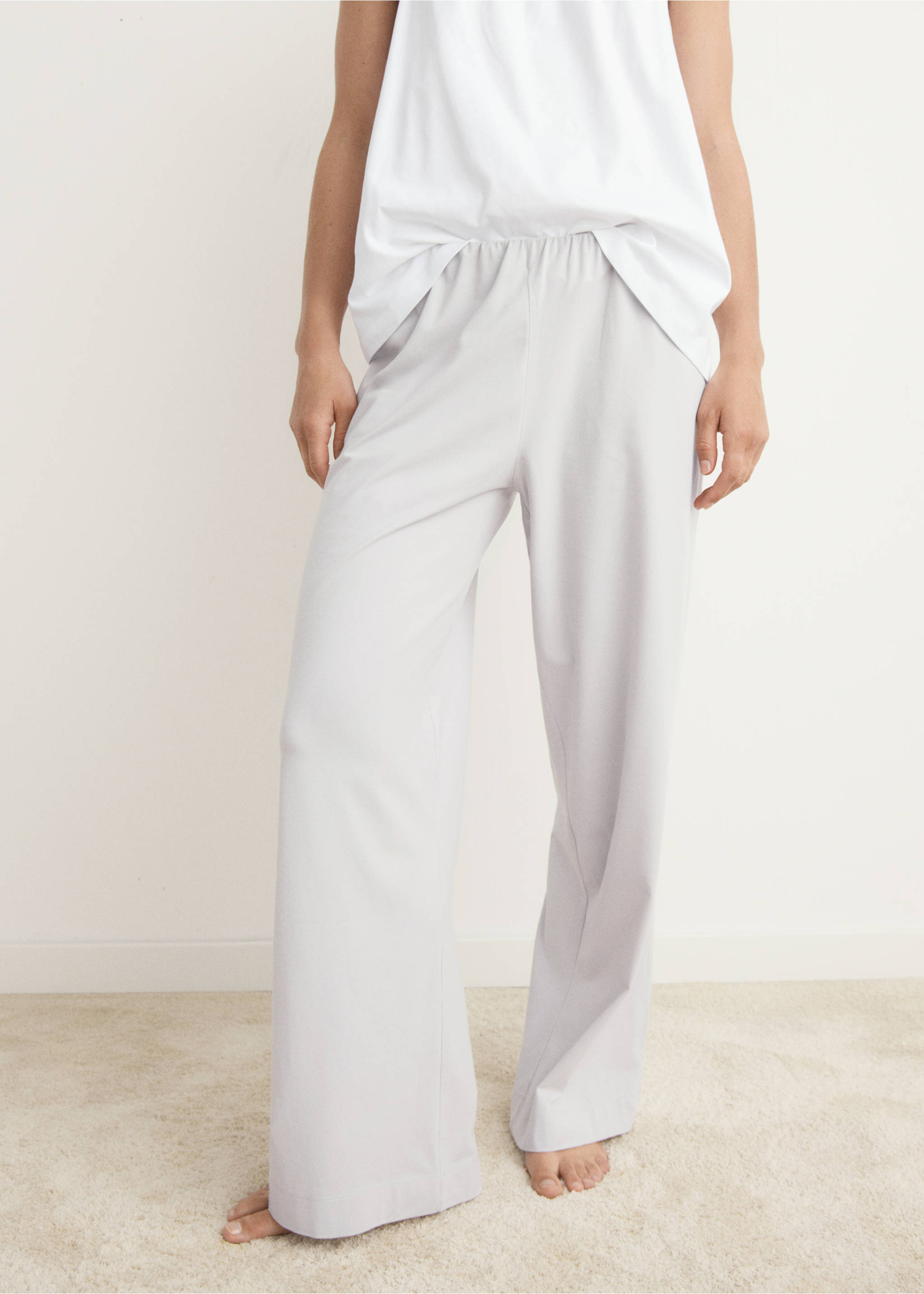 Pantalons pijama cotó fluid - Pla mig, Gris clar/pastel. Ref: 17081539-00.