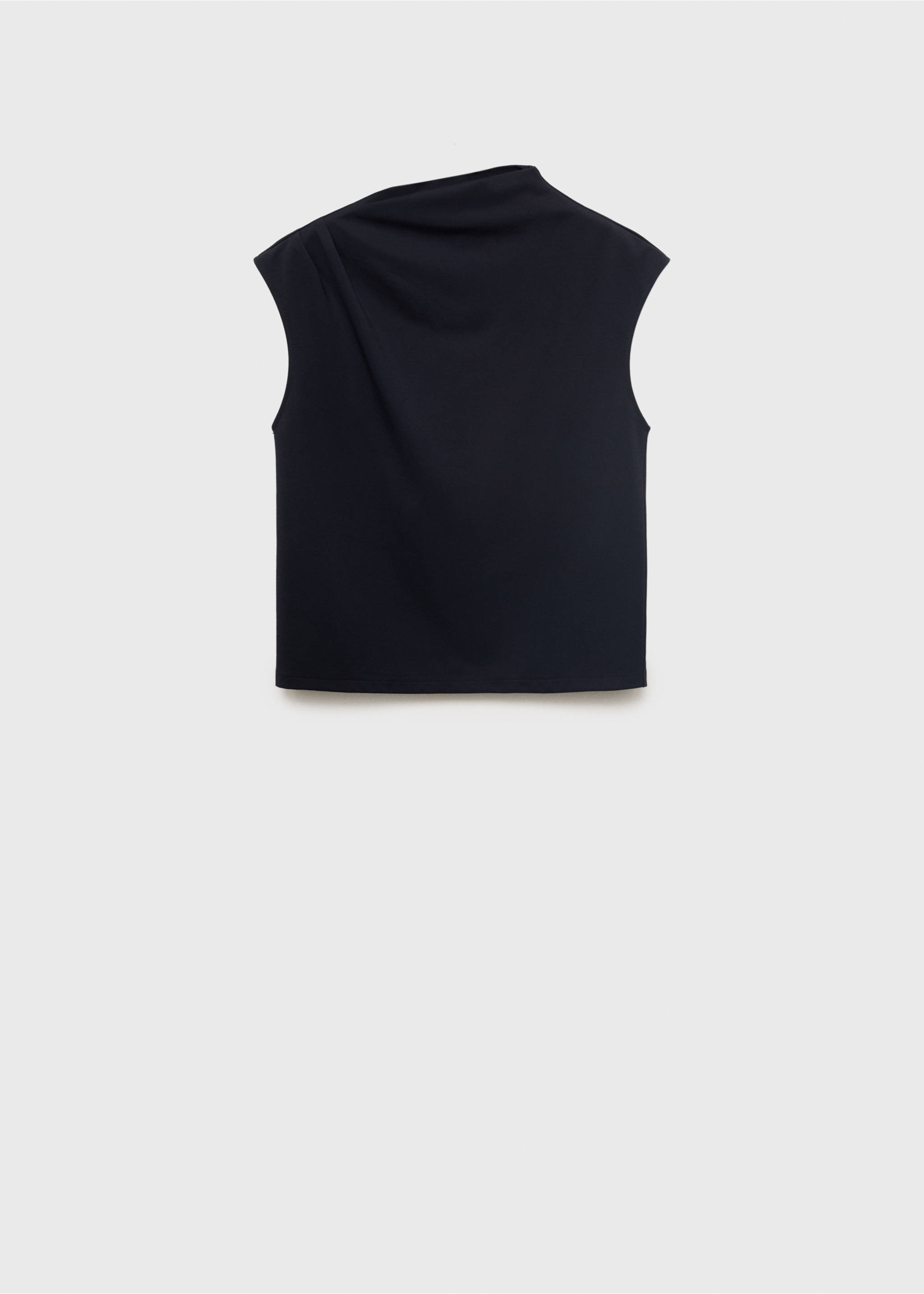 T-shirt met gerimpelde asymmetrische hals - Artikel zonder model, Marineblauw. Ref: 17081579-00.